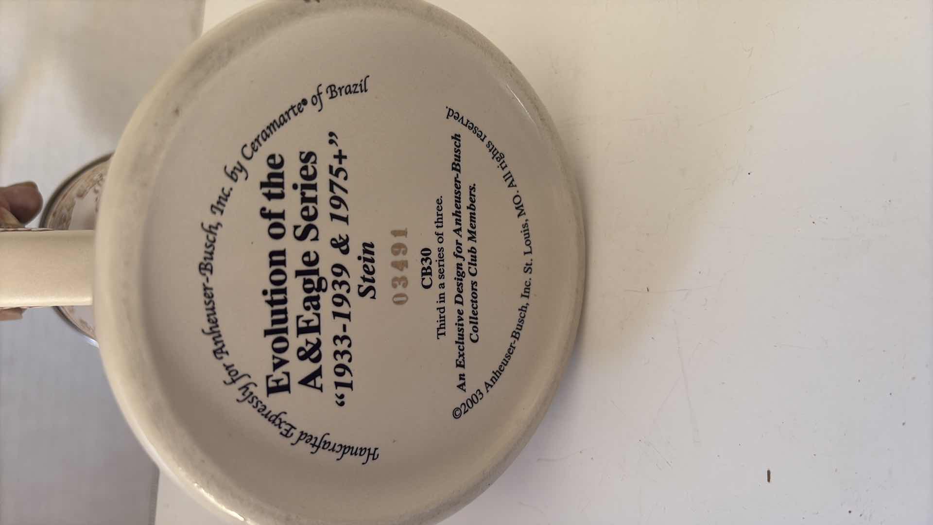 Photo 1 of 2004 ANHEUSER BUSCH COLLECTORS CLUB STEIN “1933- 1939 and 1975+” COA