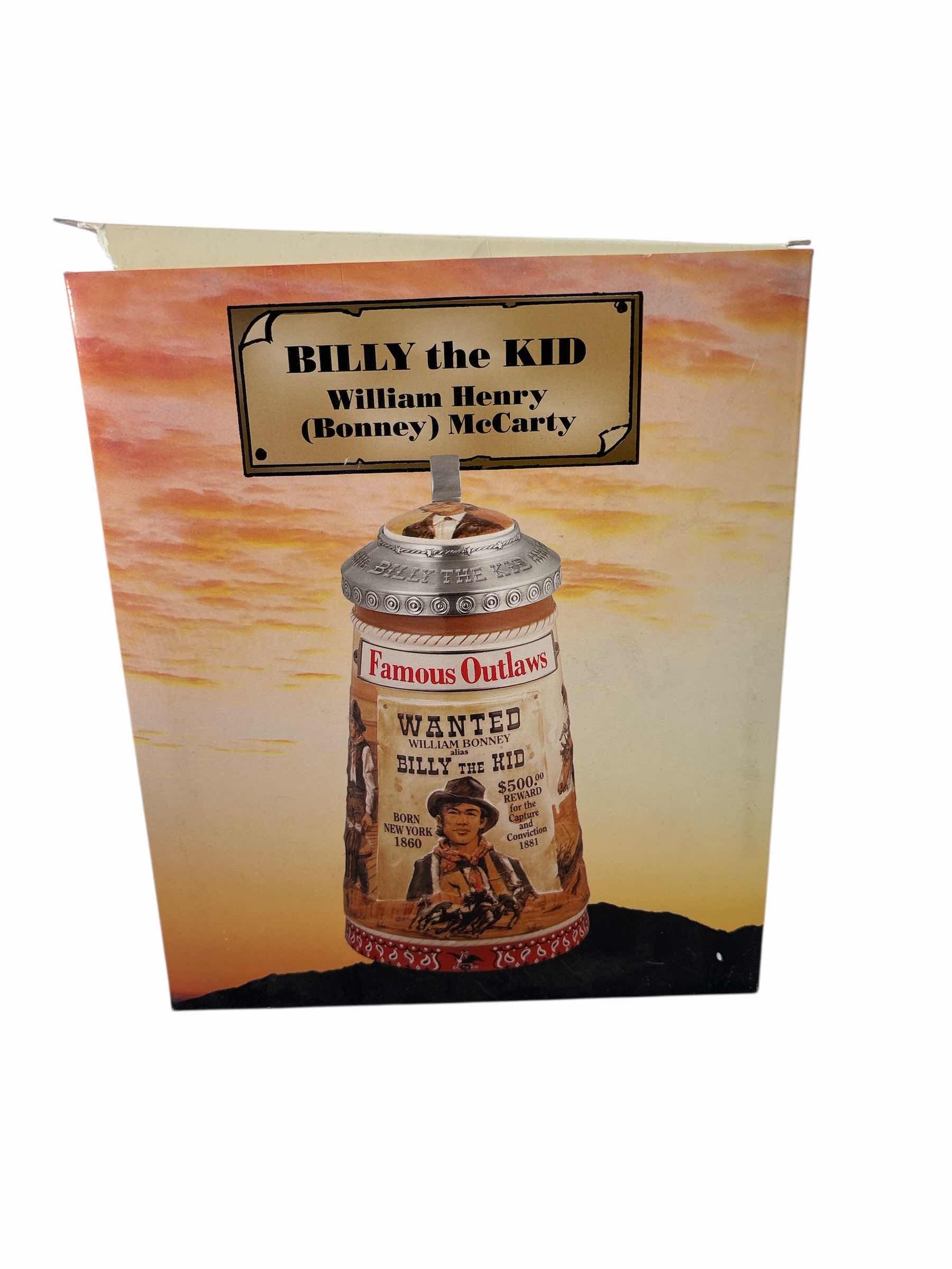 Photo 1 of 2003 ANHEUSER BUSCH FAMOUS OUTLAWZ “BILLY THE KID” COLLECTORS STEIN