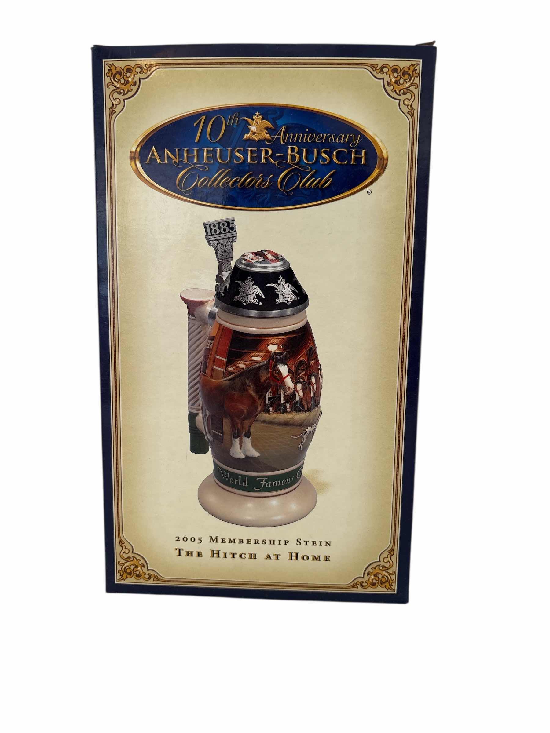 Photo 1 of 2005 ANHEUSER BUSCH 10TH ANNIVERSARY COLLECTORS CLUB STEIN “THE HITCH AT HOME”