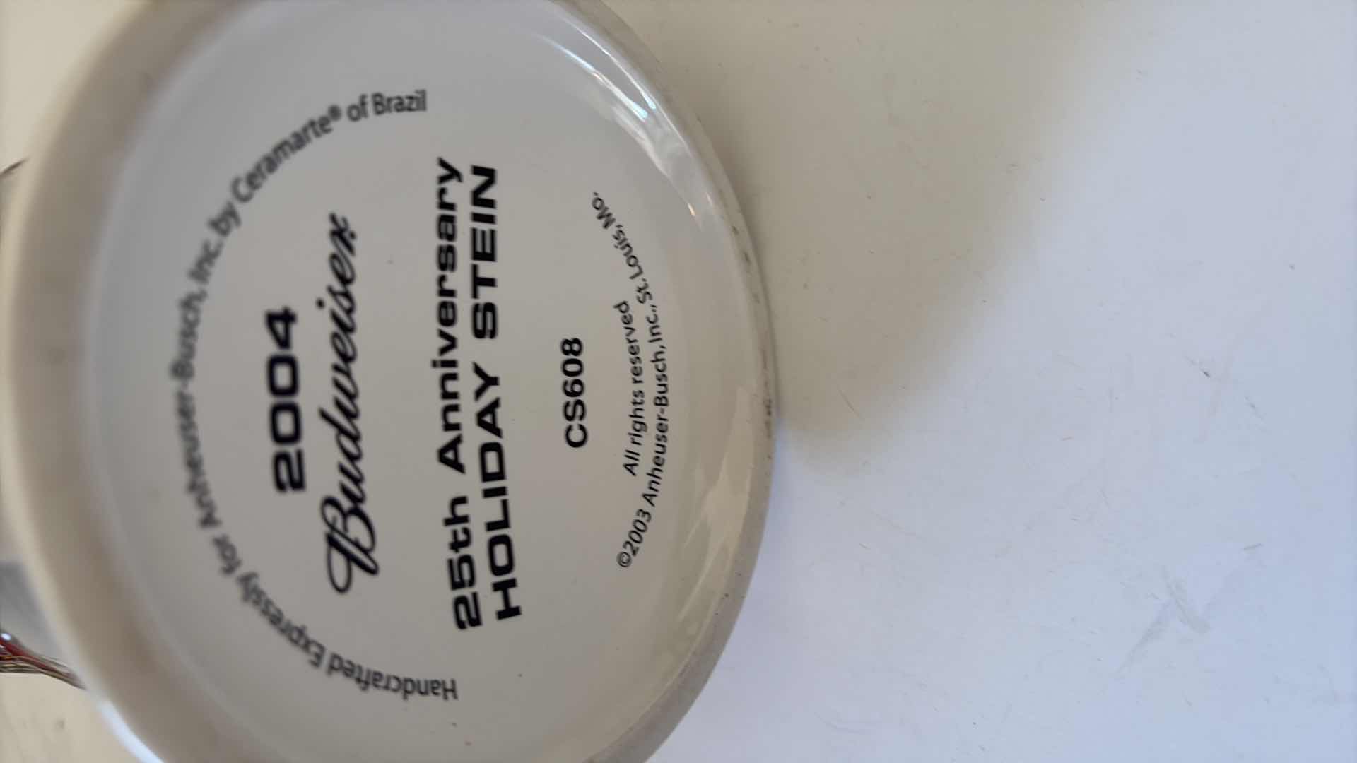 Photo 1 of BUDWEISER HOLIDAY STEIN 1980 -2004 25TH ANNIVERSARY