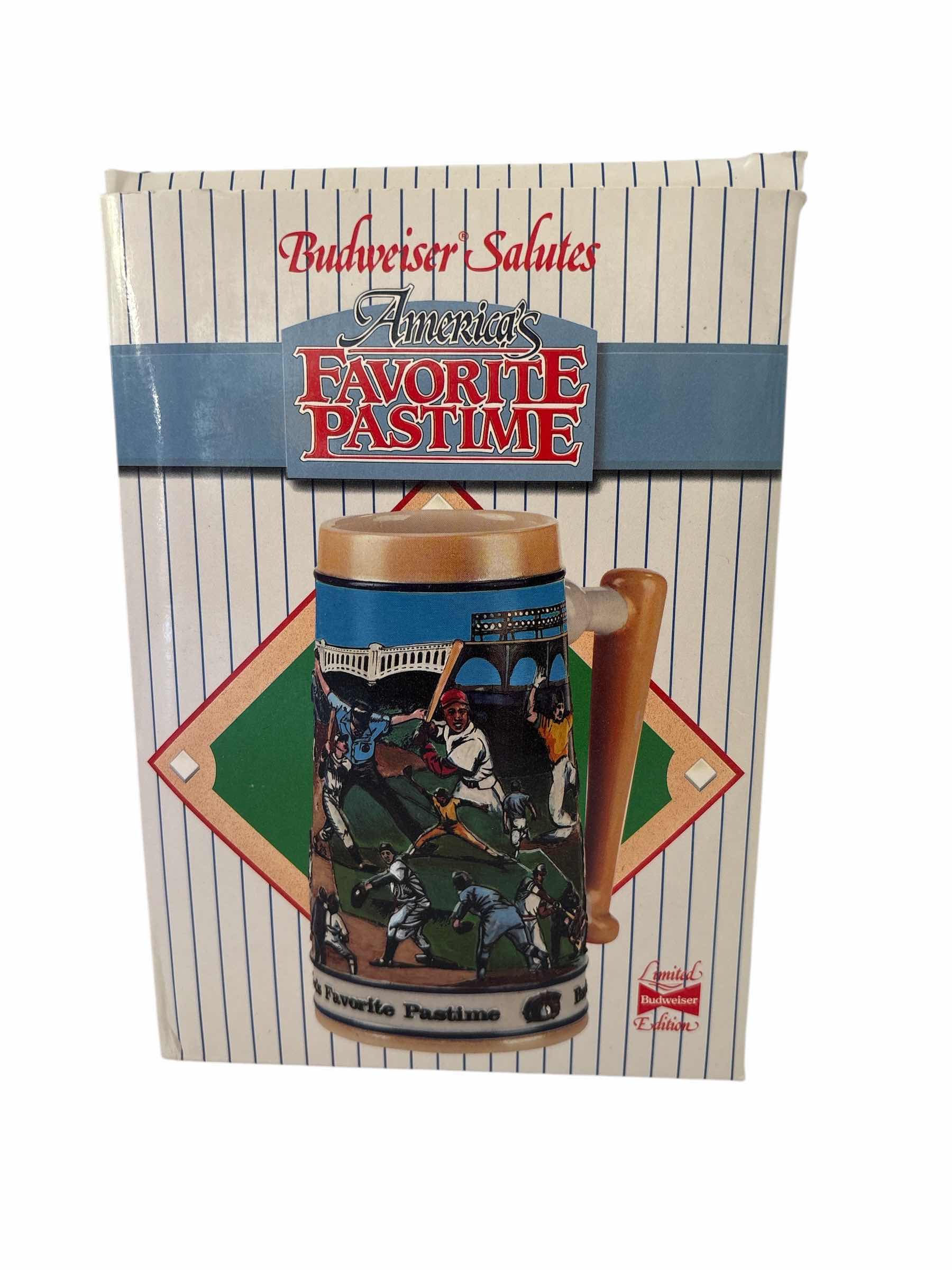 Photo 1 of BUDWEISER SALUTES “AMERICAS FAVORITE PASTTIME” STEIN IN ORIGINAL BOX