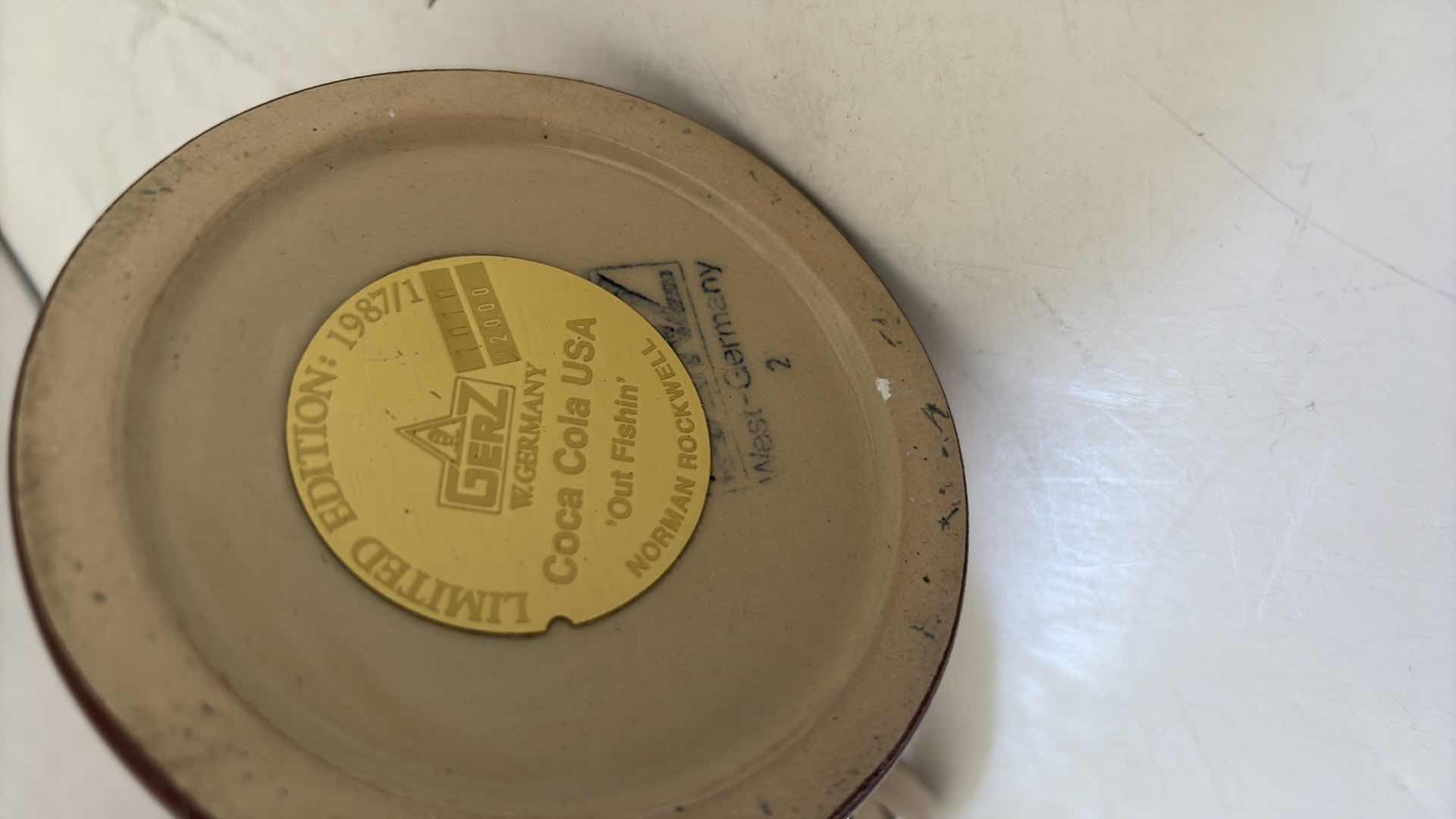 Photo 1 of COCA COLA NORMAN ROCKWELL “OUT FISHIN” STEIN