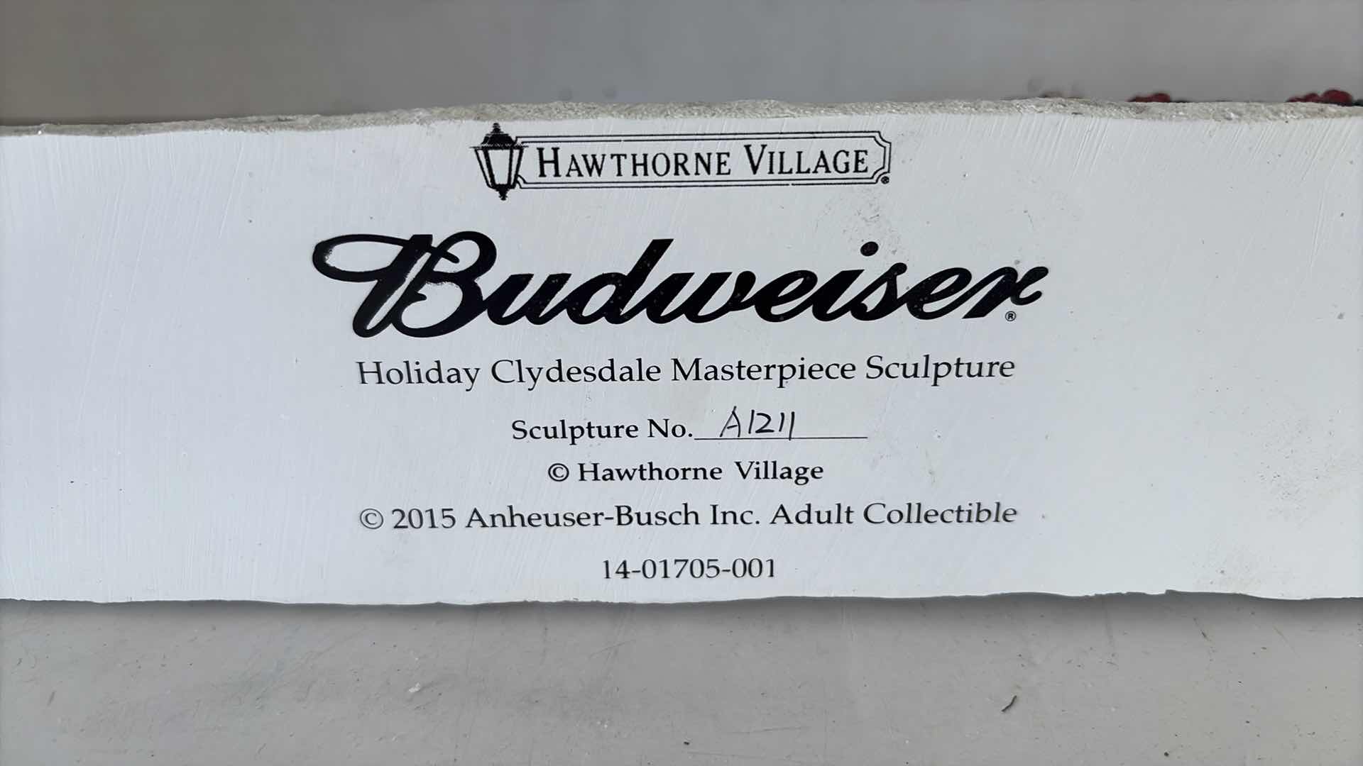 Photo 1 of HAWTHORNE VILLAGE ANHEUSER BUSCH BUDWEISER HOLIDAY CLYDESDALES MASTERPIECE SCULPTURE 13”L