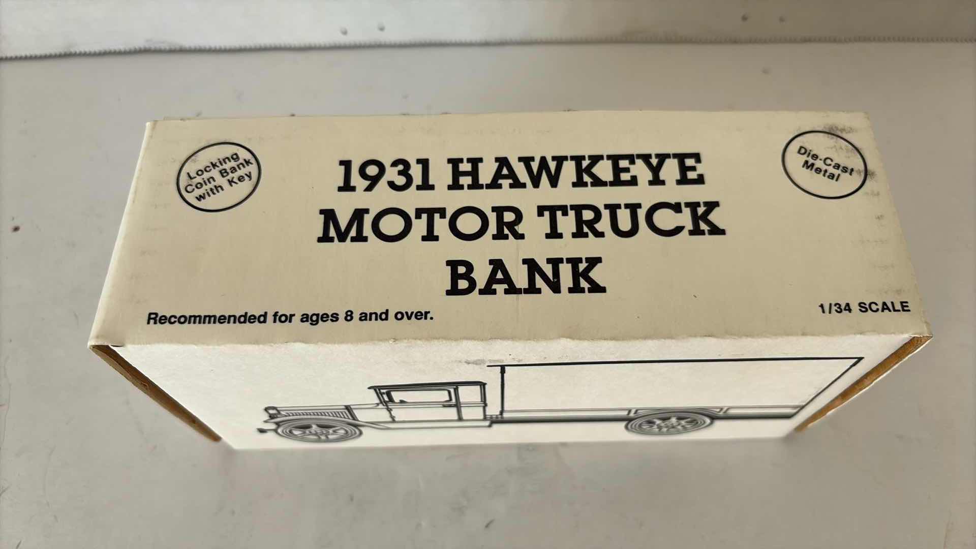 Photo 1 of ERTL “1931 HAWKEYE MOTOR TRUCK”. DIE CAST METAL LOCKING COIN BANK