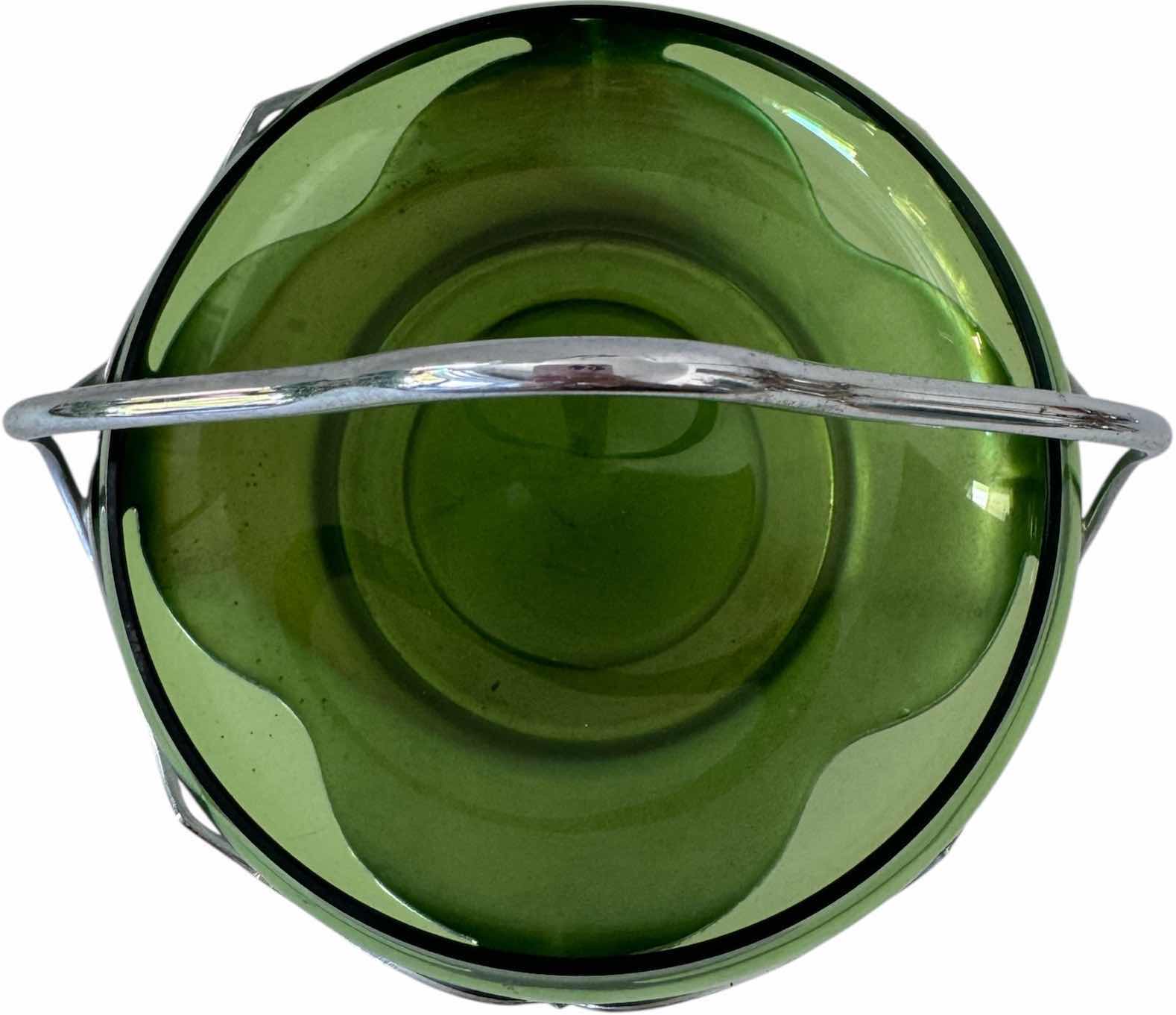 Photo 1 of KROME KRAFT GLASS BASKET GREEN W5.5” X H5”