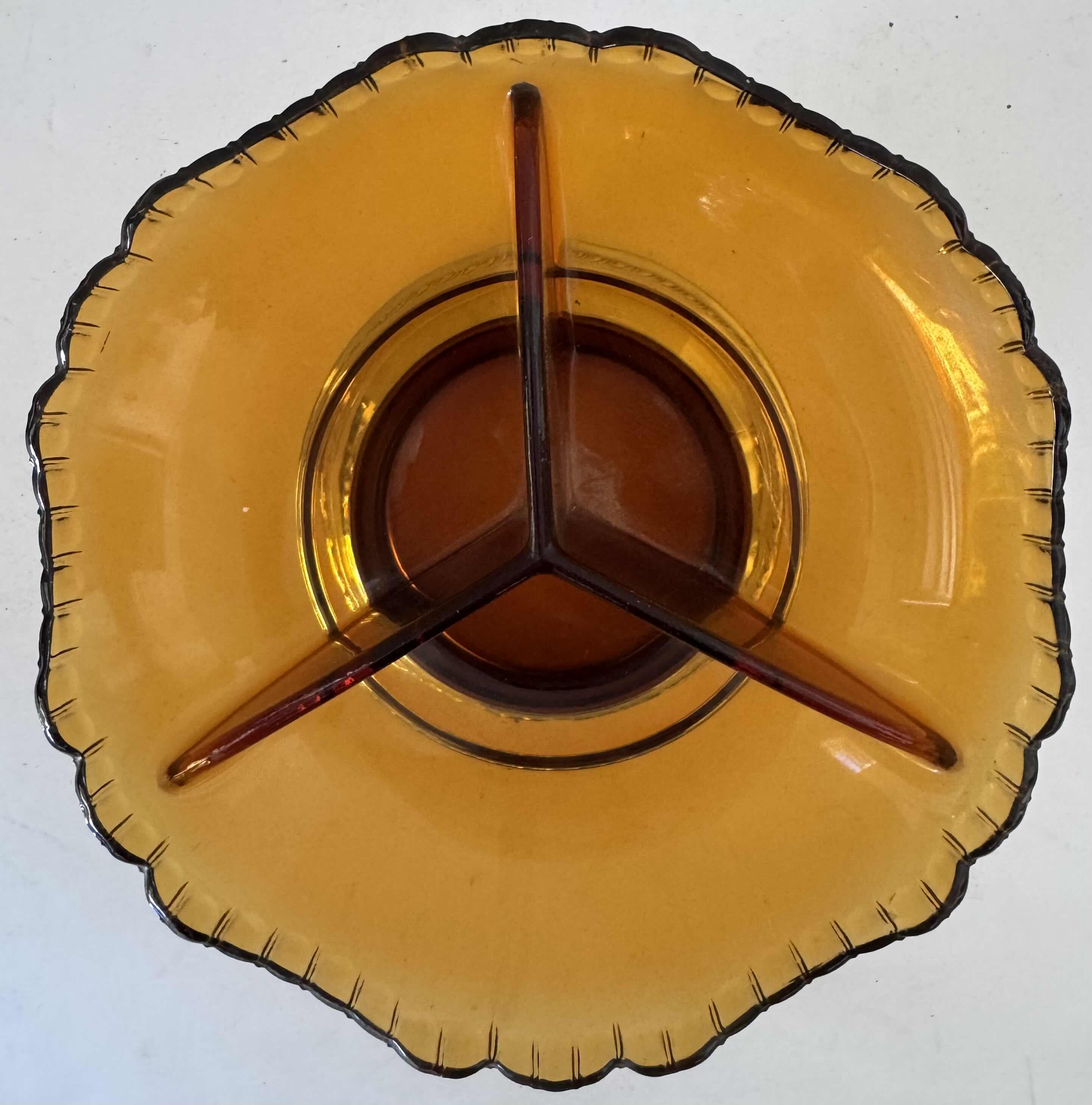 Photo 1 of KROME KRAFT GLASS CANDY DISH AMBER W2.75” X H6.5”