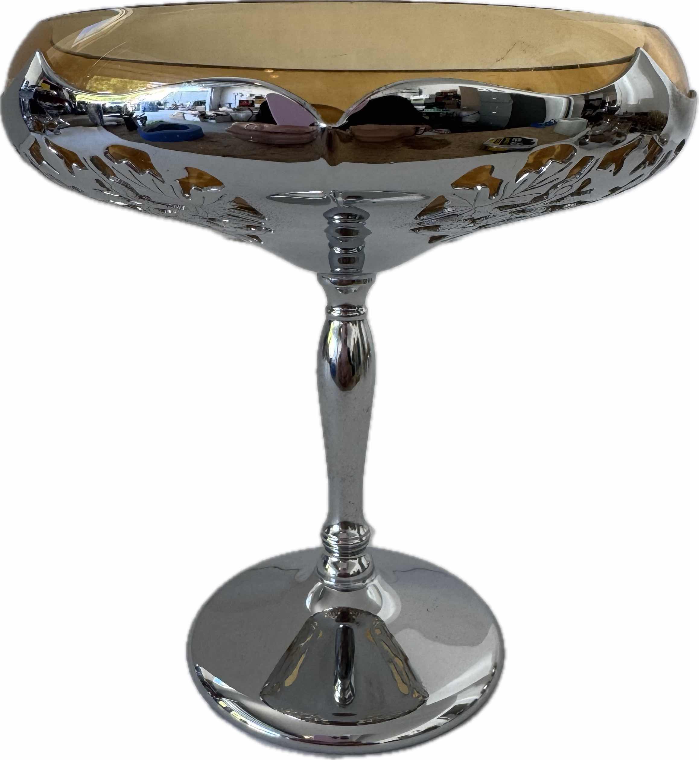 Photo 1 of KROME KRAFT GLASS CHALICE AMBER W5.5” X H5.5”