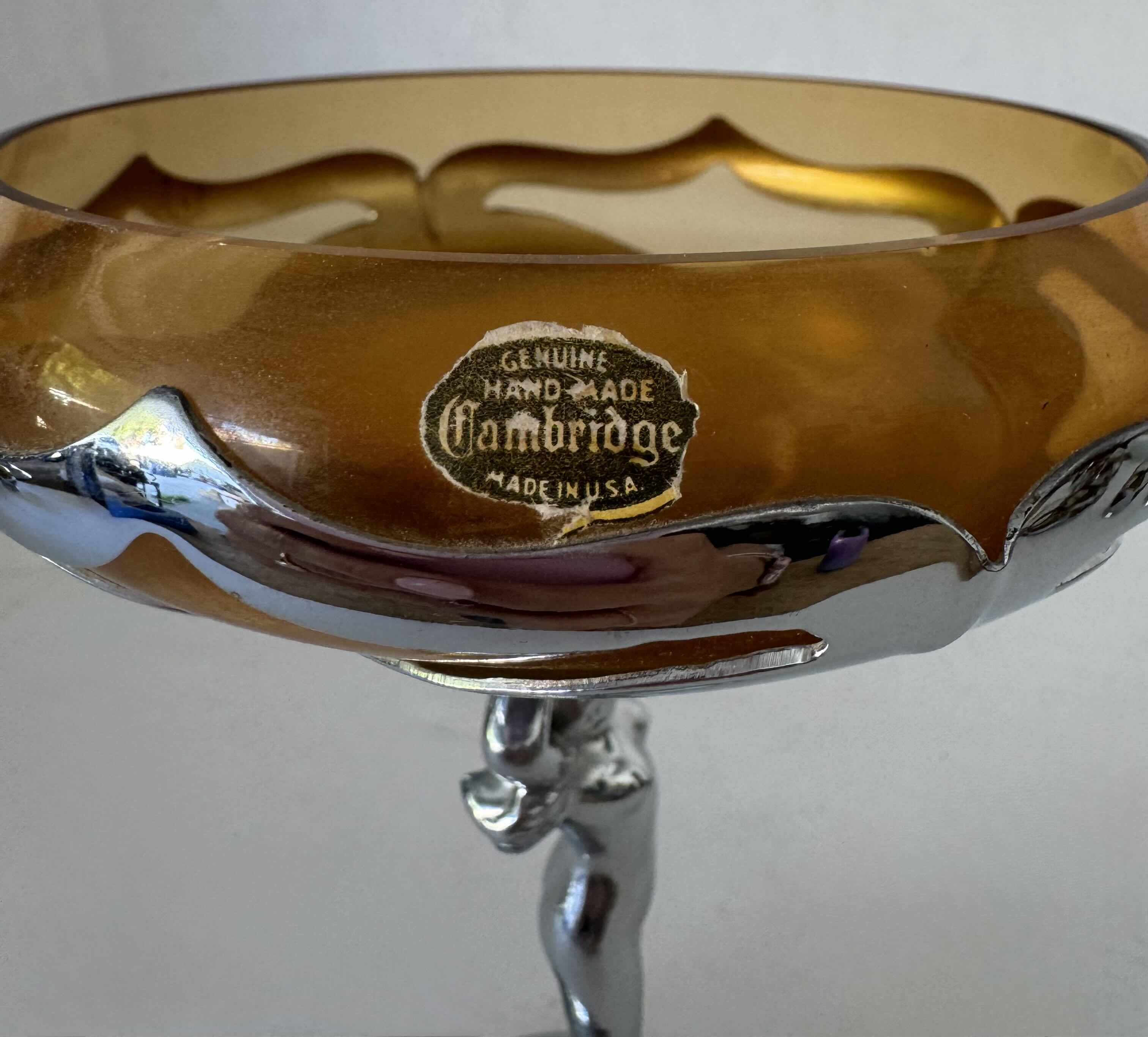 Photo 1 of KROME KRAFT GLASS CHALICE AMBER W5.5” X H7.75”