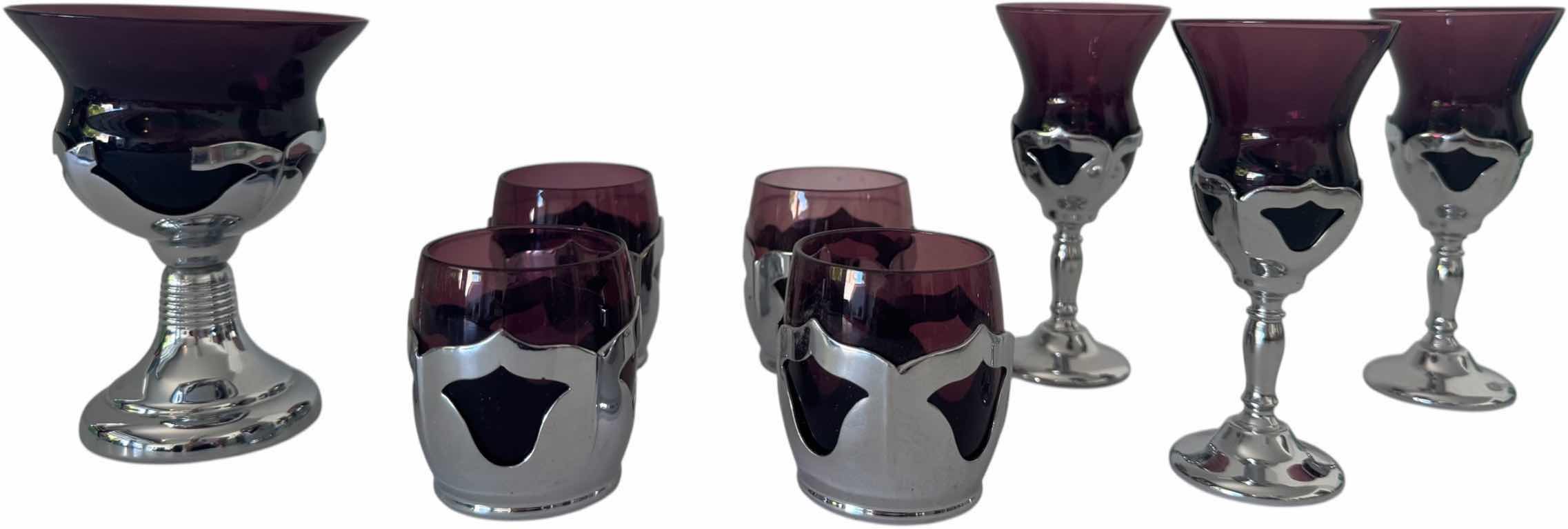 Photo 1 of 8- KROME KRAFT GLASSES AMETHYST W3.25” X H4” AND SMALLER