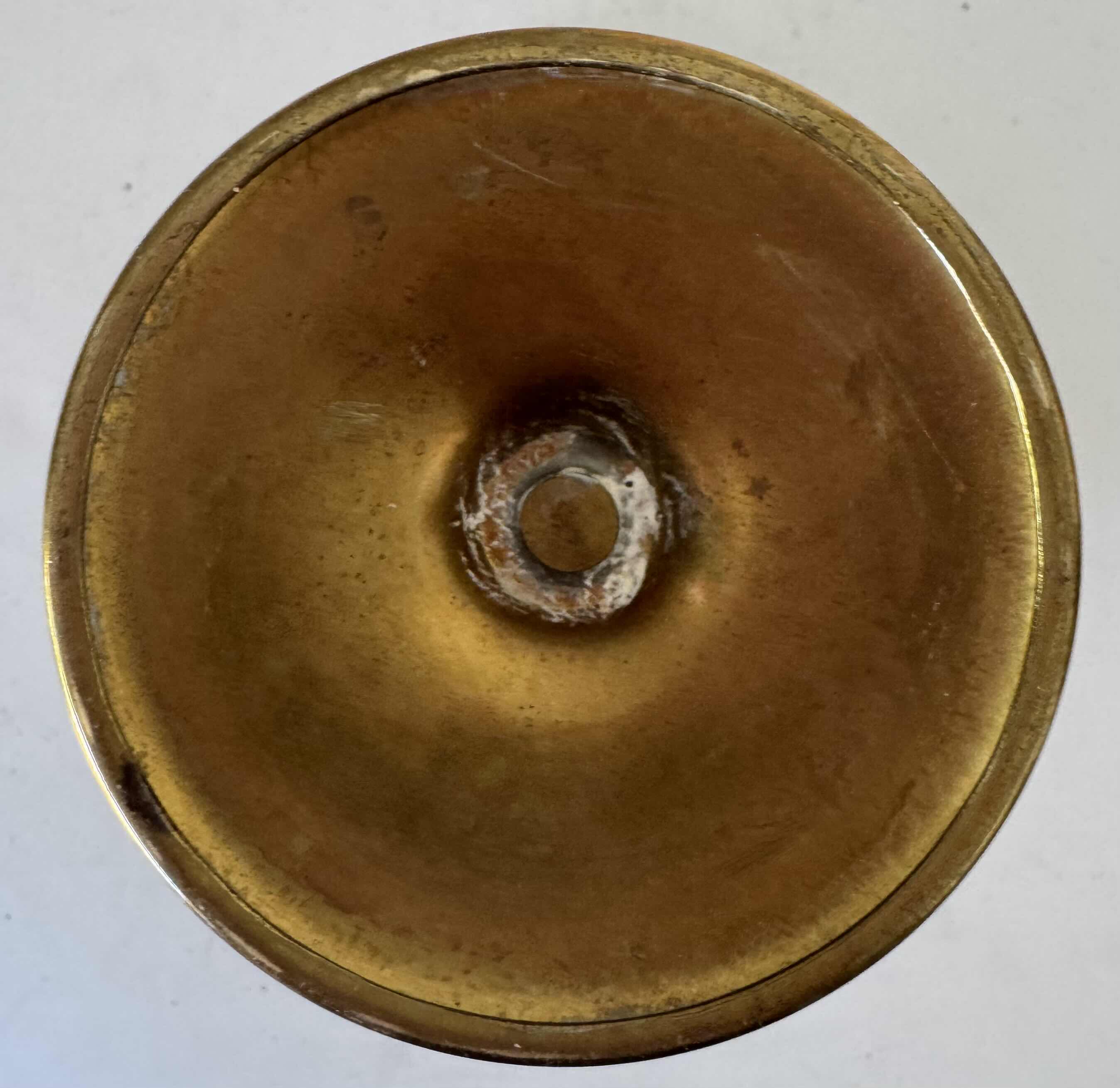 Photo 1 of KROME KRAFT GLASS BRASS CHALICE GREEN W6” X H6”