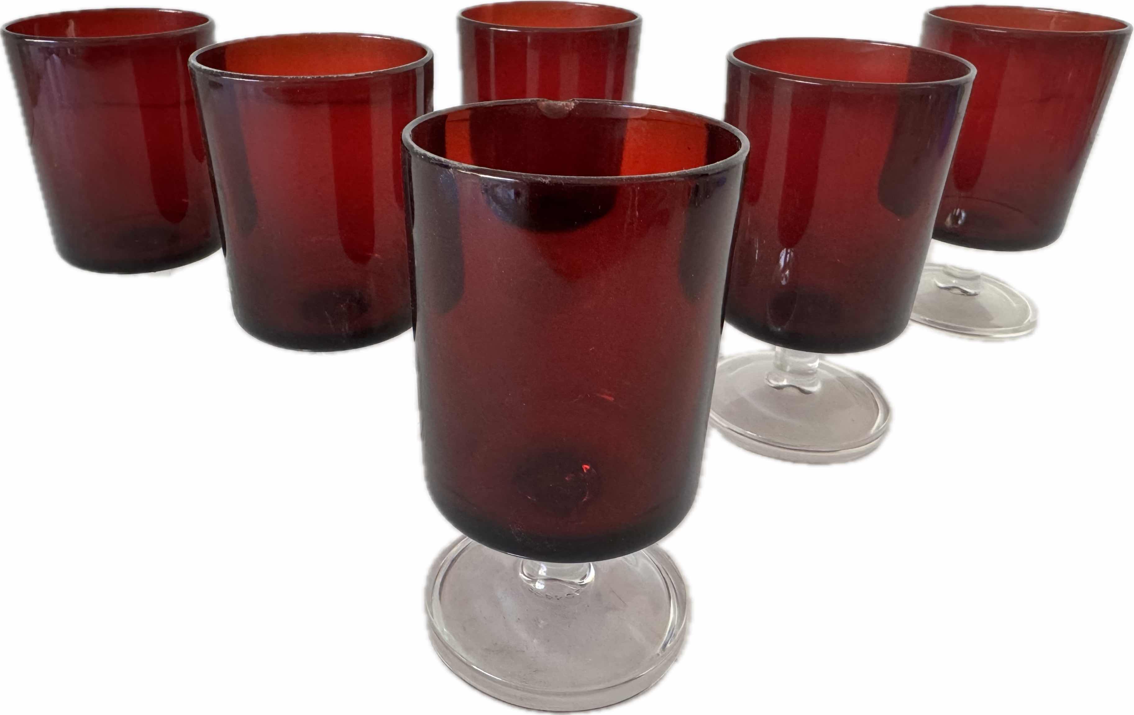 Photo 1 of 6- GLASS VOTIVE HOLDER GARNET W2.5 X H4”