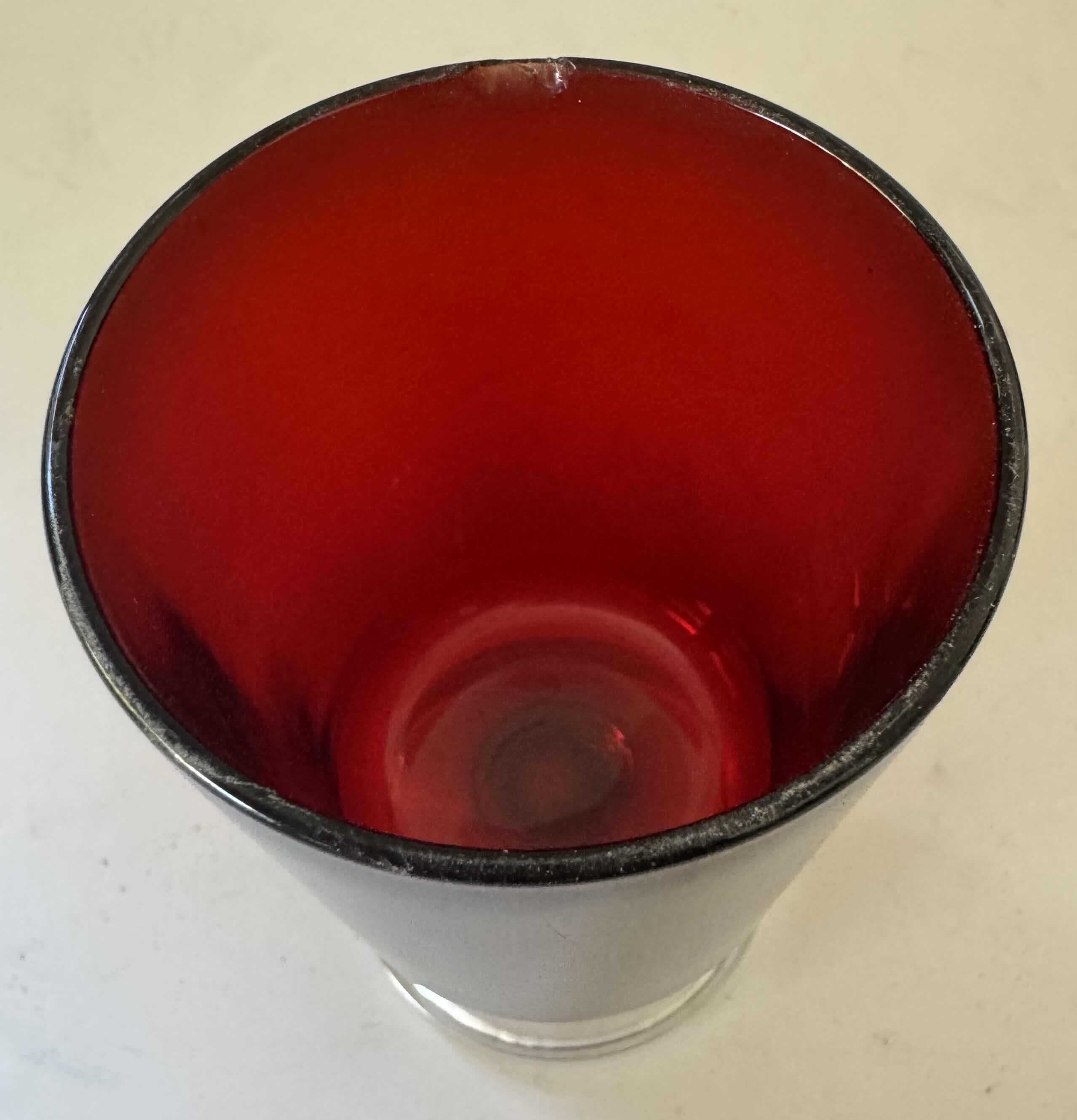 Photo 1 of 6- GLASS VOTIVE HOLDER GARNET W2.5 X H4”