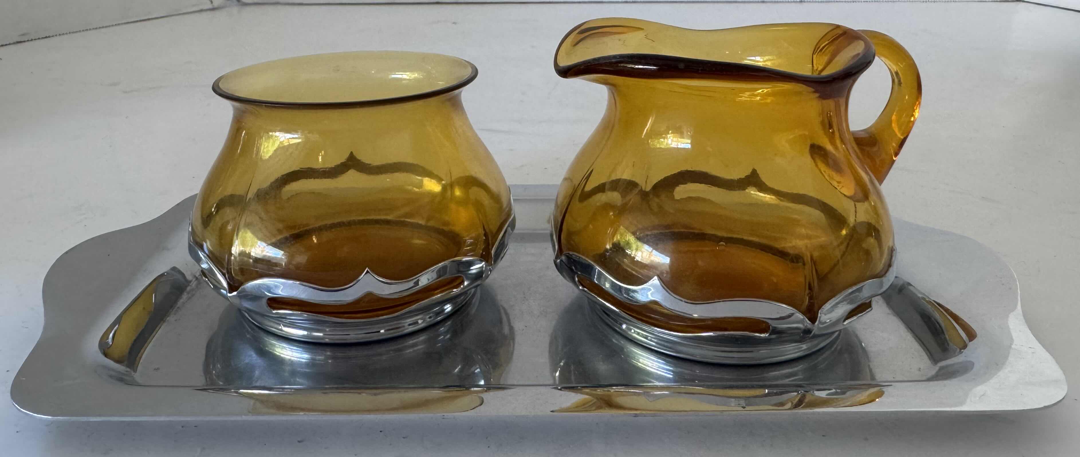 Photo 1 of 11- KROME KRAFT GLASS AMBER W3.5” X H8.5”