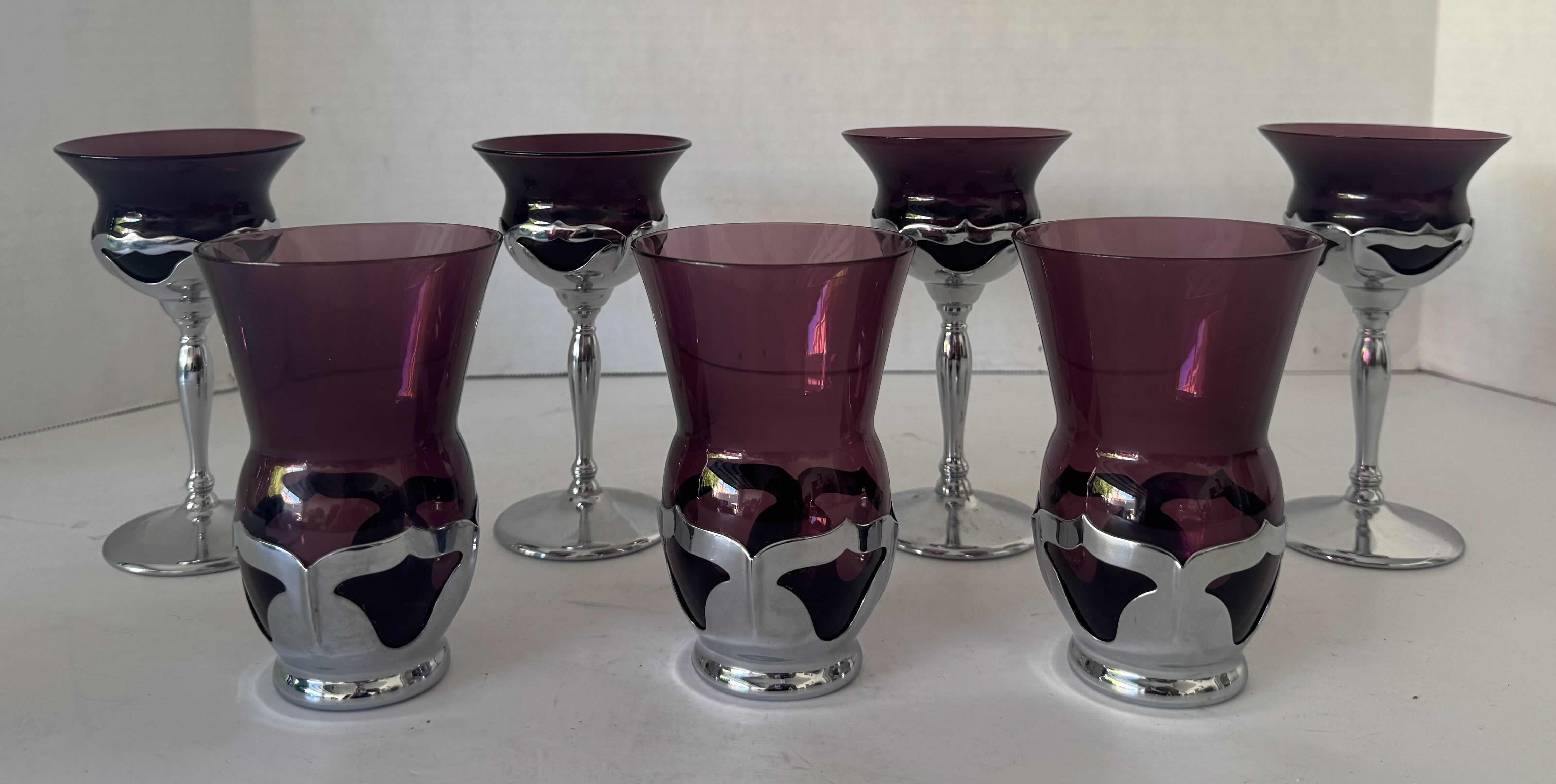 Photo 1 of 7- KROME KRAFT GLASSES AMETHYST  W3.25” X H6” AND SMALLER