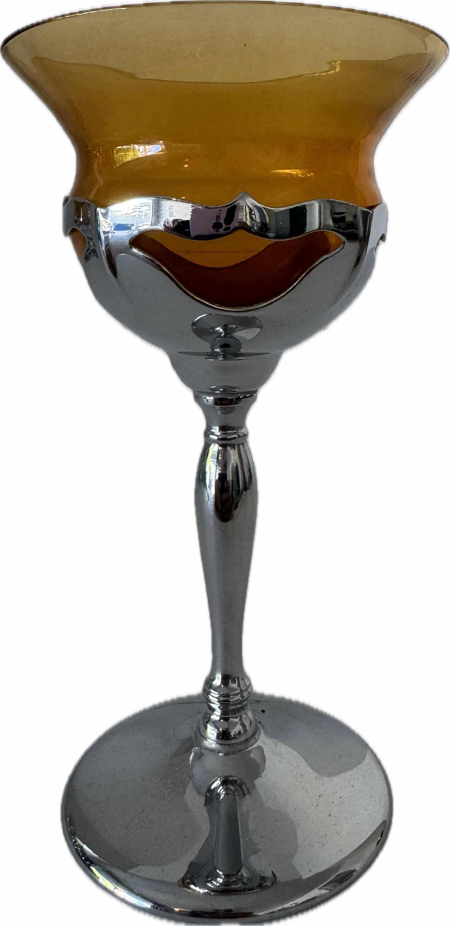 Photo 1 of 7- KROME KRAFT GLASS SHERRY GLASSES AMBER W3.25” X H6”