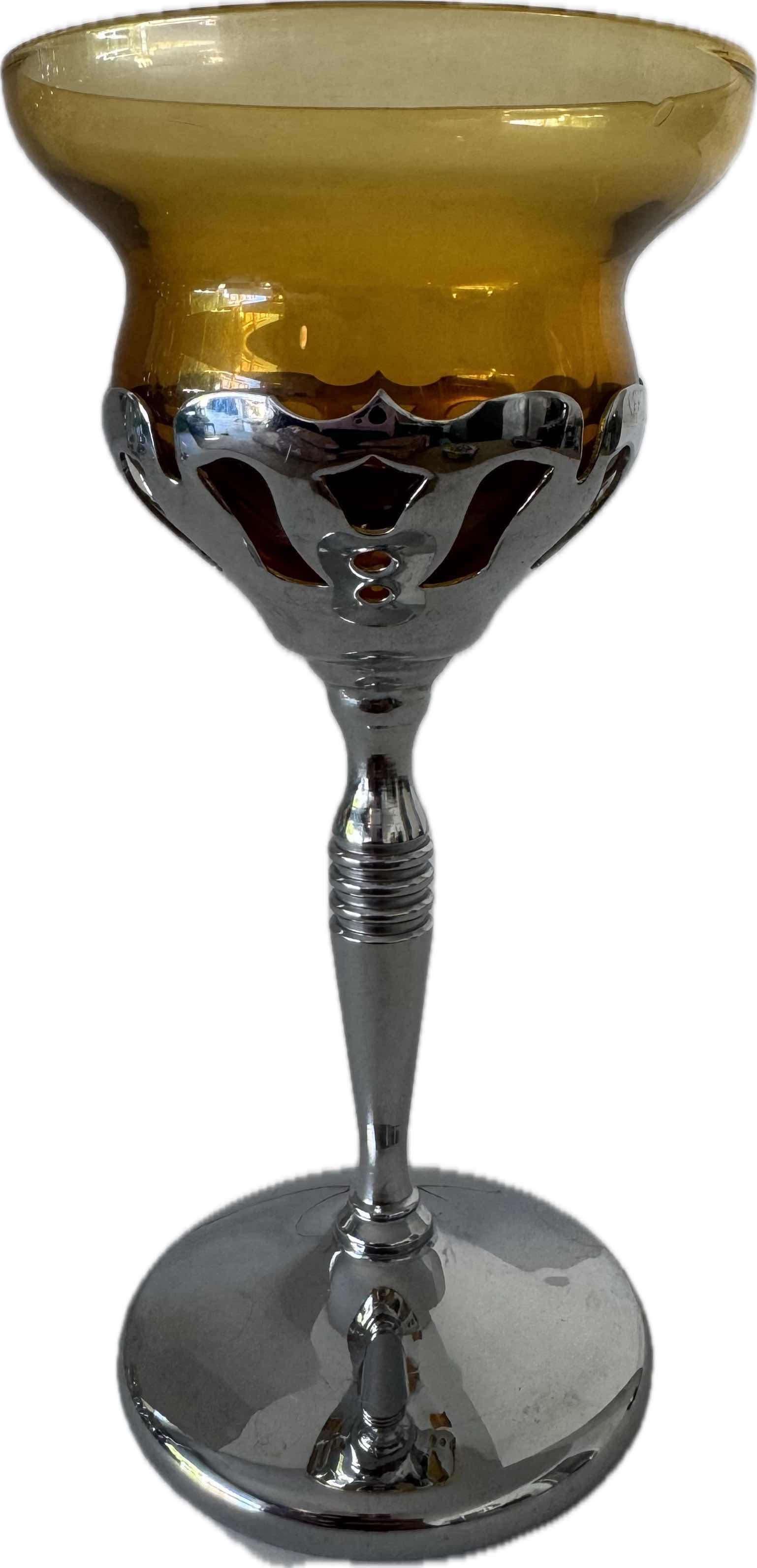 Photo 1 of 7- KROME KRAFT GLASS SHERRY GLASSES AMBER W3.25” X H6”