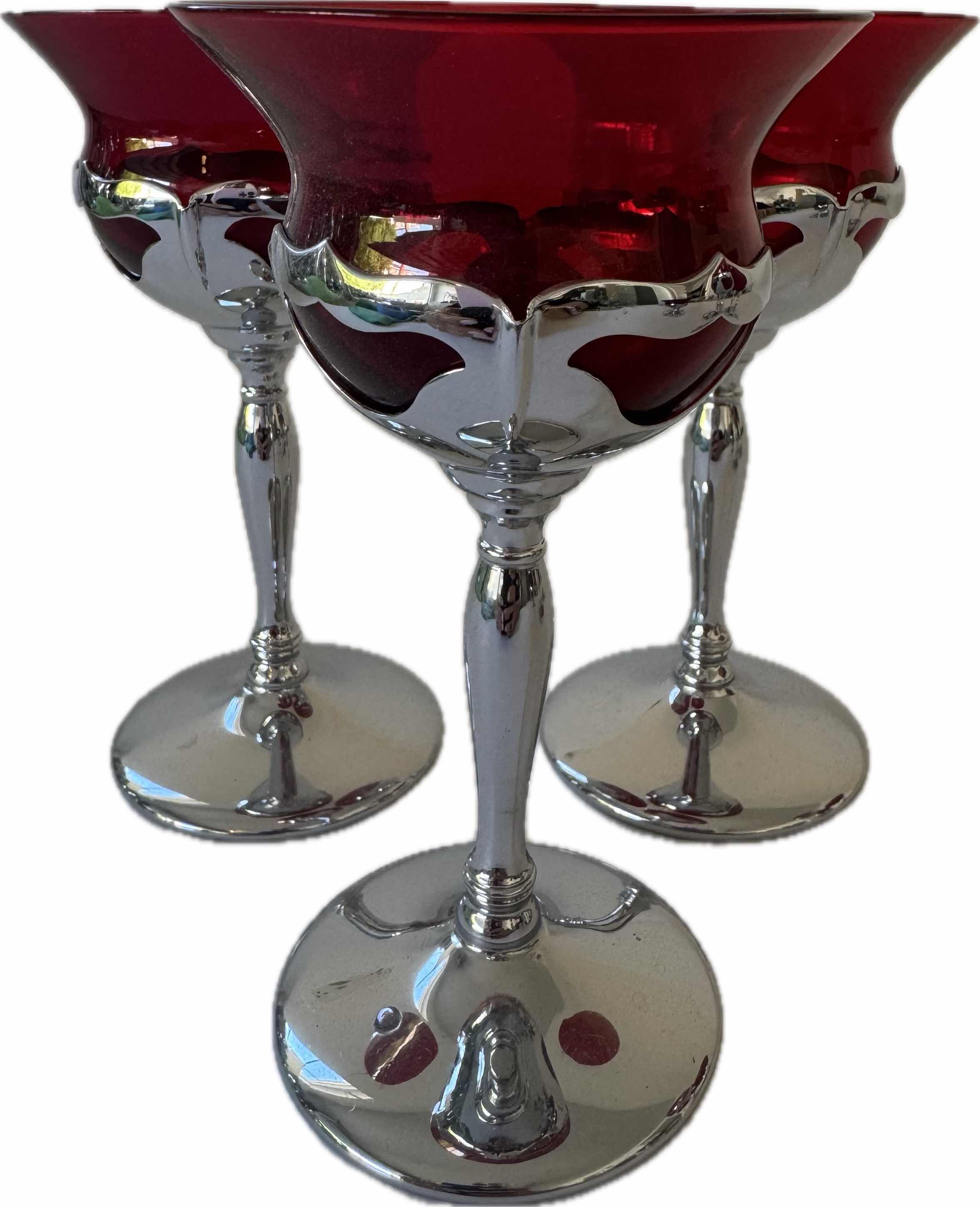 Photo 1 of 8- KROME KRAFT GLASSES GARNET W3.25” X H5.75” AND SMALLER