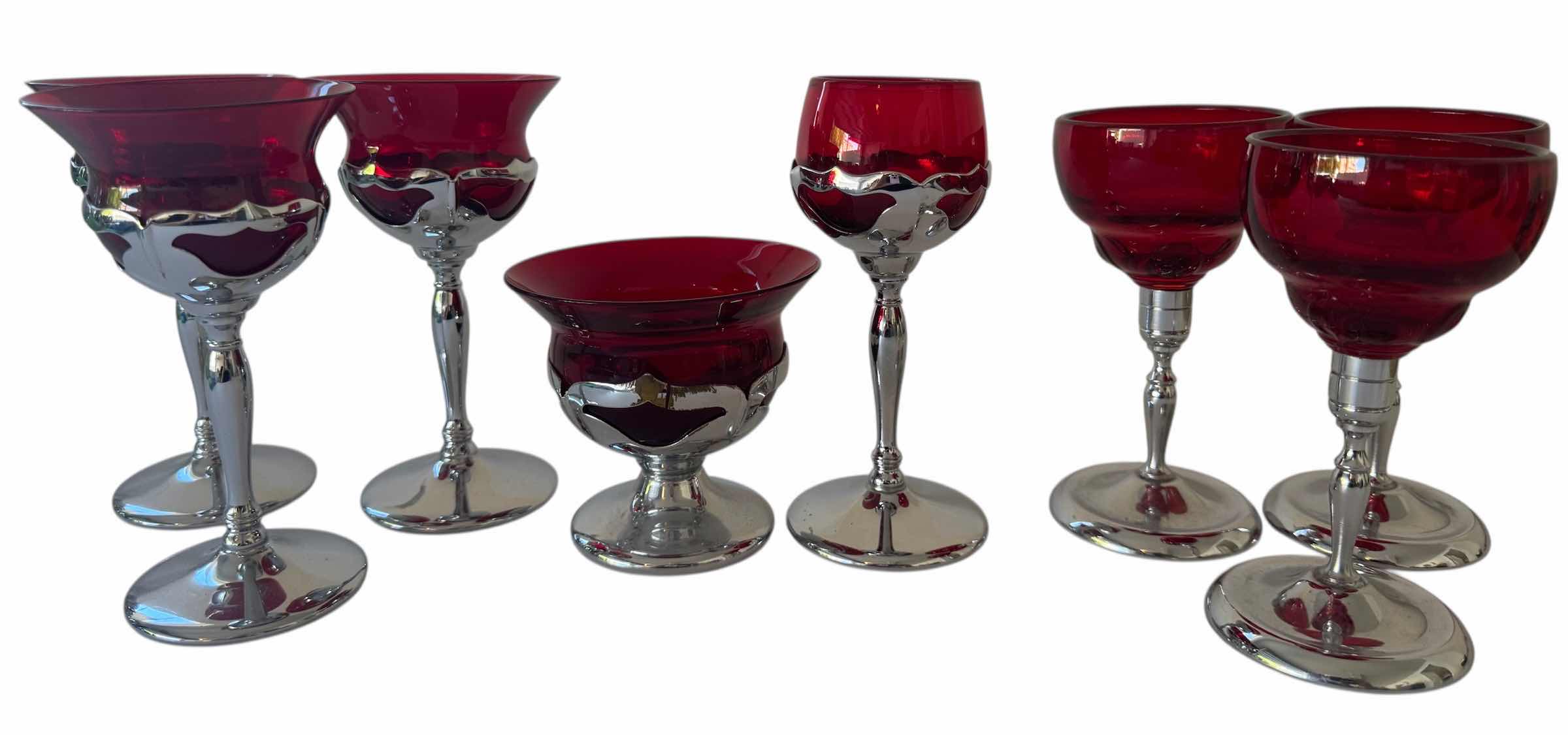 Photo 1 of 8- KROME KRAFT GLASSES GARNET W3.25” X H5.75” AND SMALLER