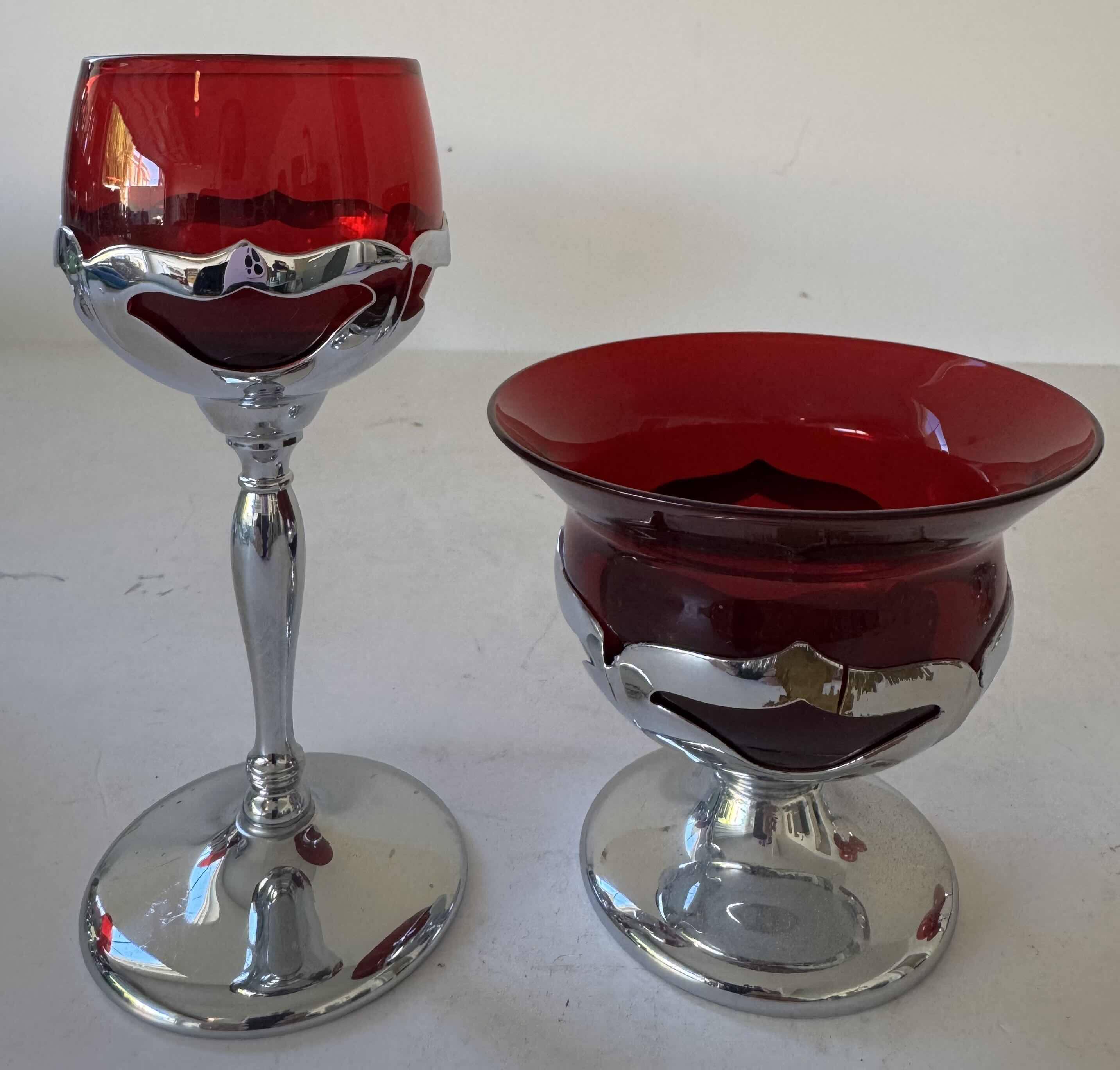 Photo 1 of 8- KROME KRAFT GLASSES GARNET W3.25” X H5.75” AND SMALLER
