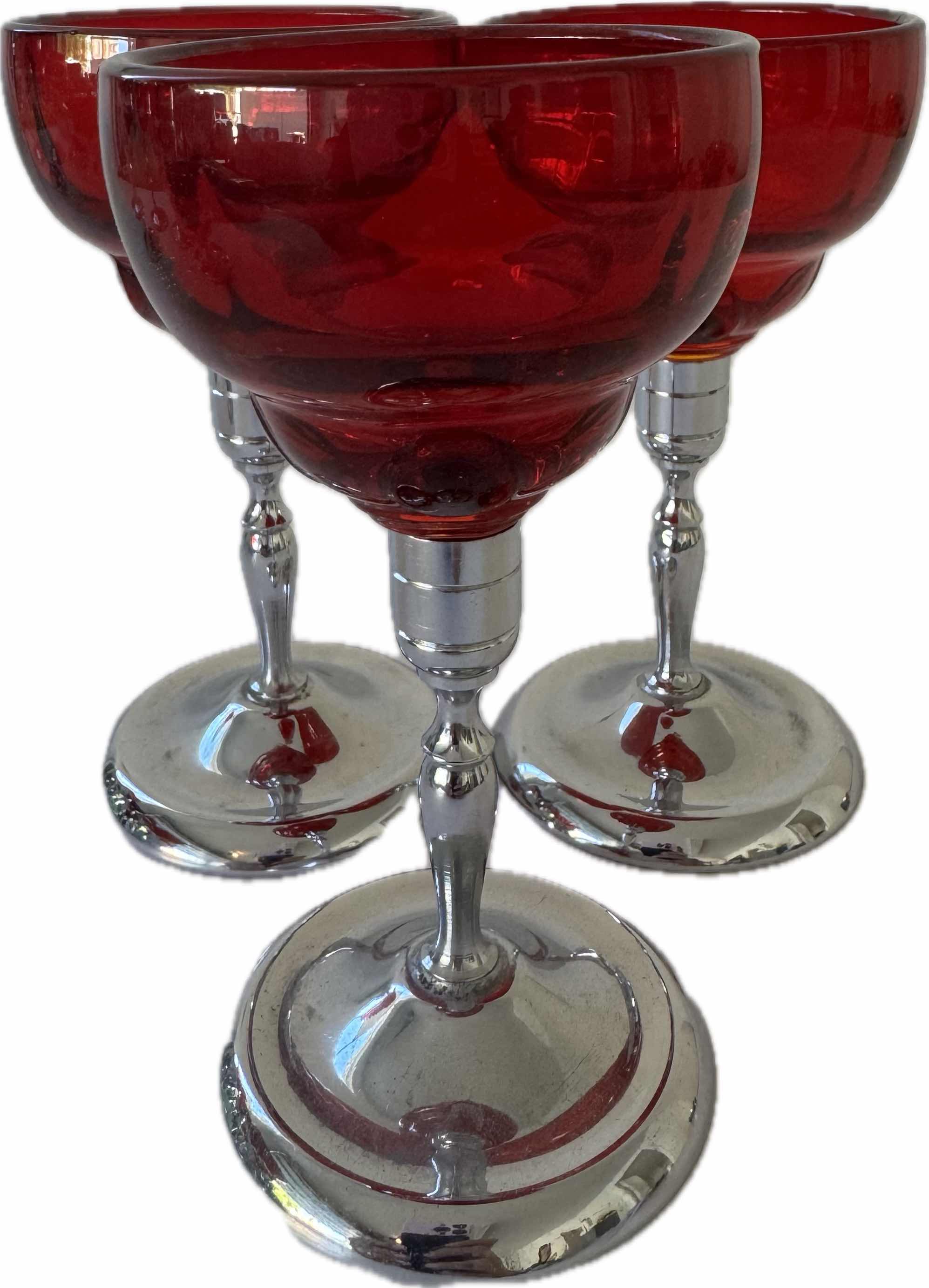 Photo 1 of 8- KROME KRAFT GLASSES GARNET W3.25” X H5.75” AND SMALLER