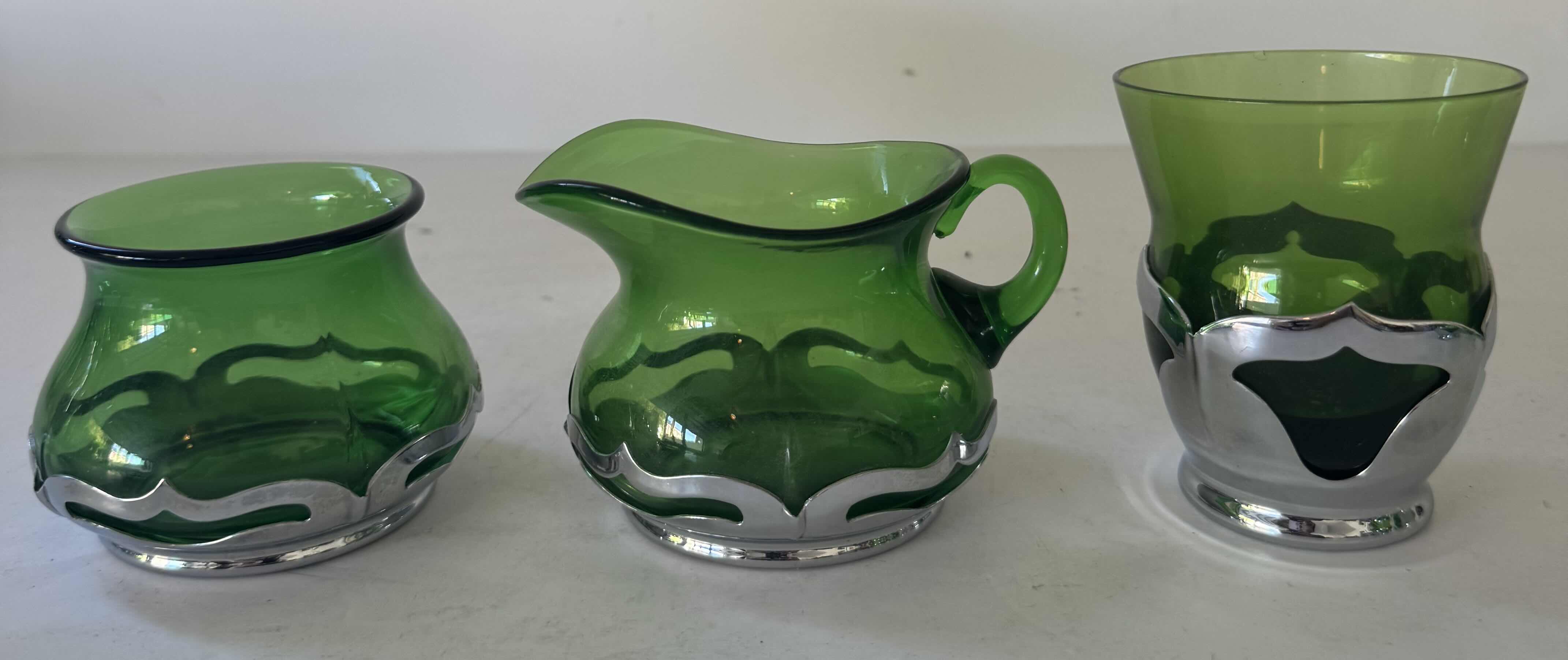 Photo 1 of 8- KROME KRAFT GLASSES GREEN W2.5” X H6”