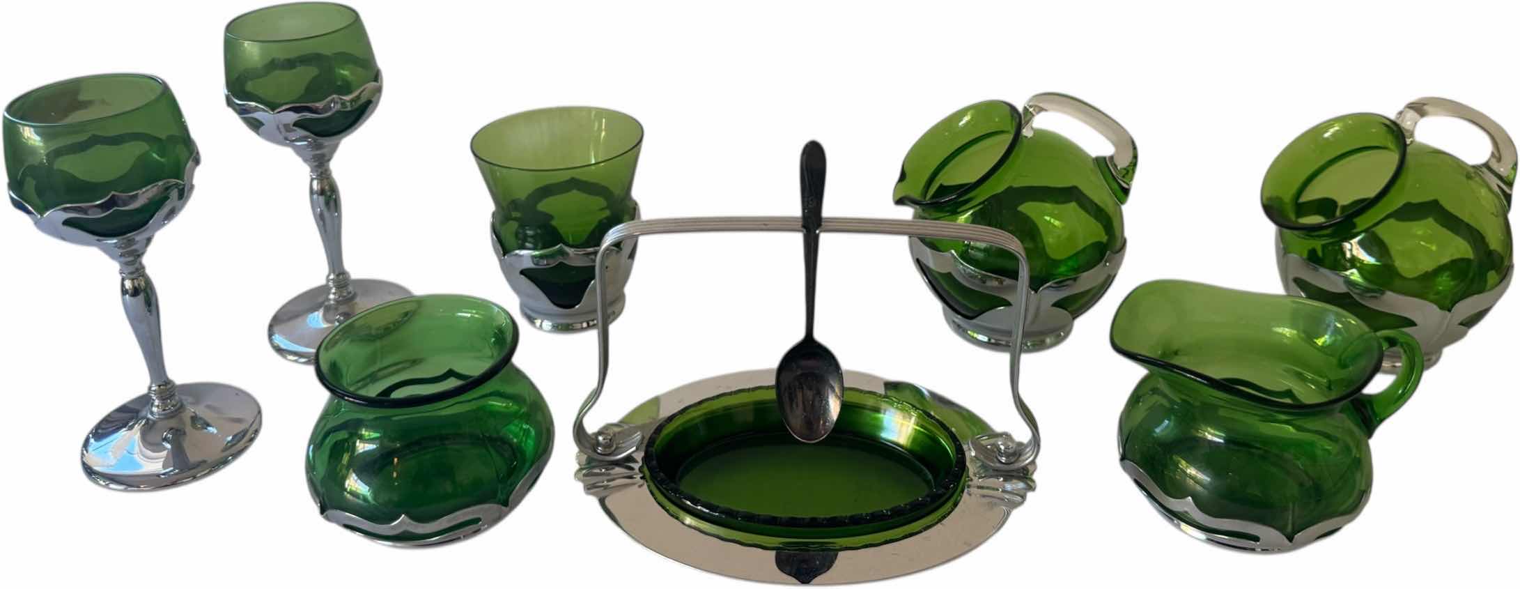 Photo 1 of 8- KROME KRAFT GLASSES GREEN W2.5” X H6”