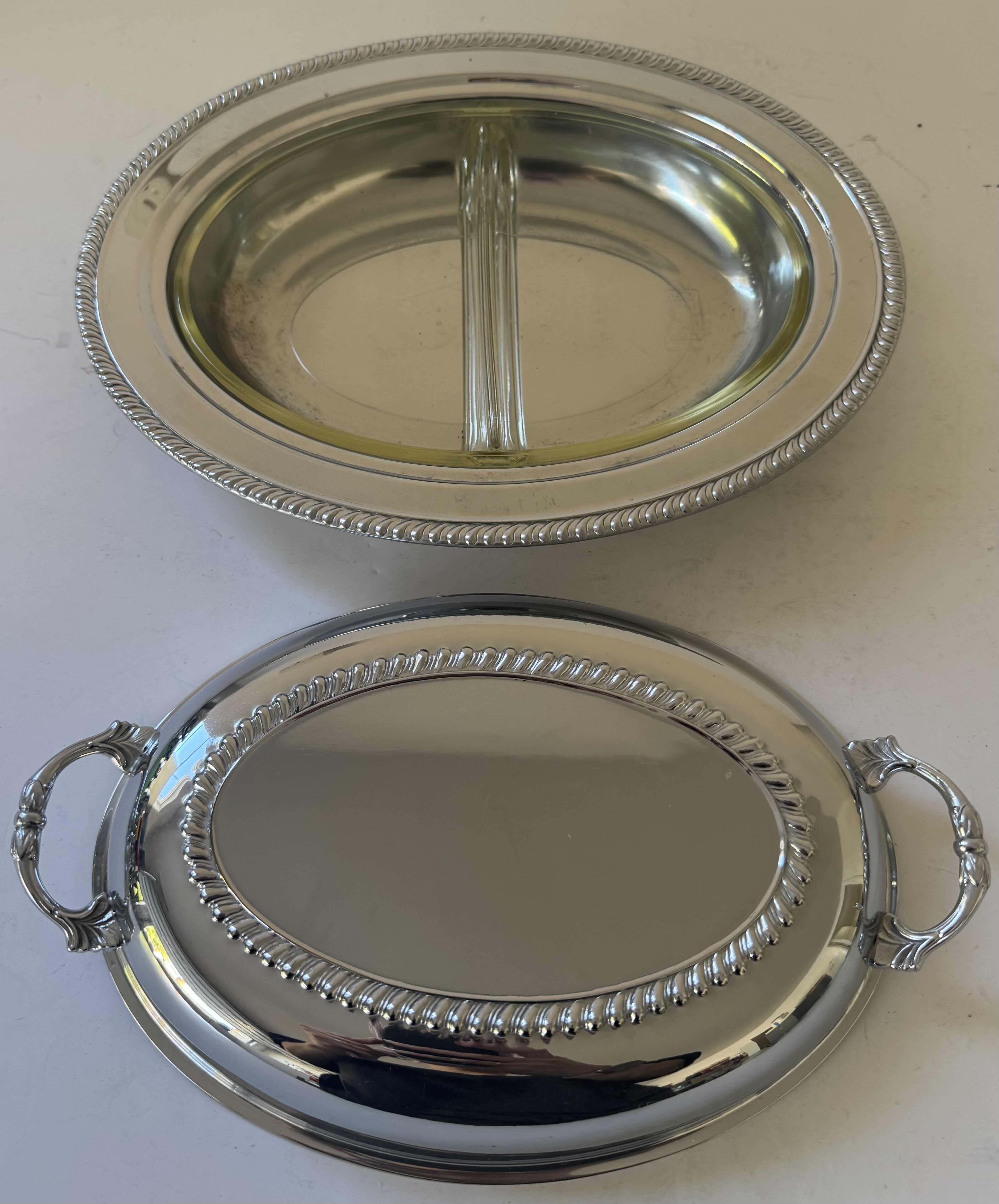 Photo 1 of 2- SERVING TRAYS SILVER TONE 12” X 9.5” X H3.25”