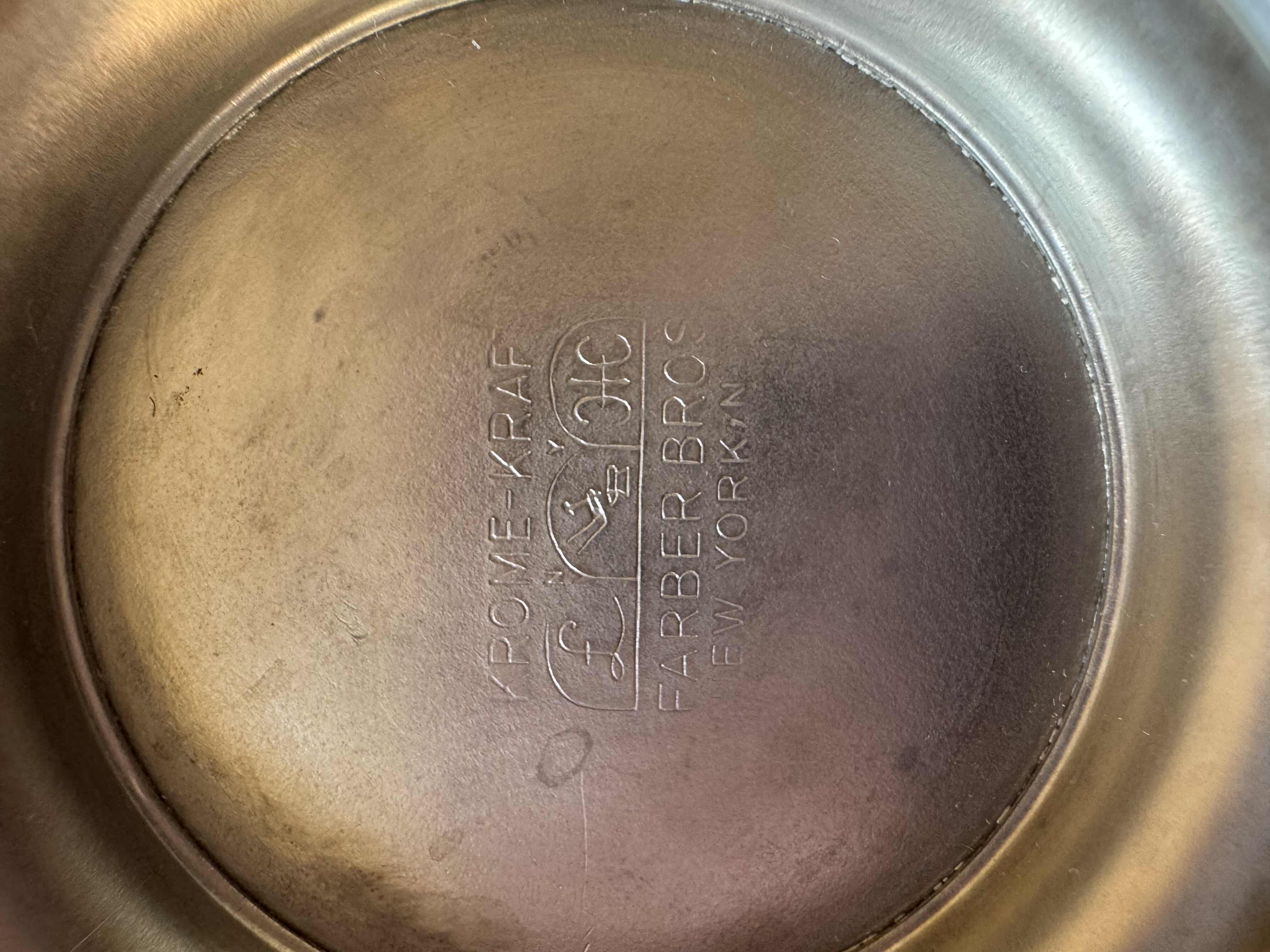 Photo 1 of VINTAGE KROME KRAFT SUGAR BOWL AND CREAMER SET SILVER TONE TRAY SIZE L13.25” X H6”