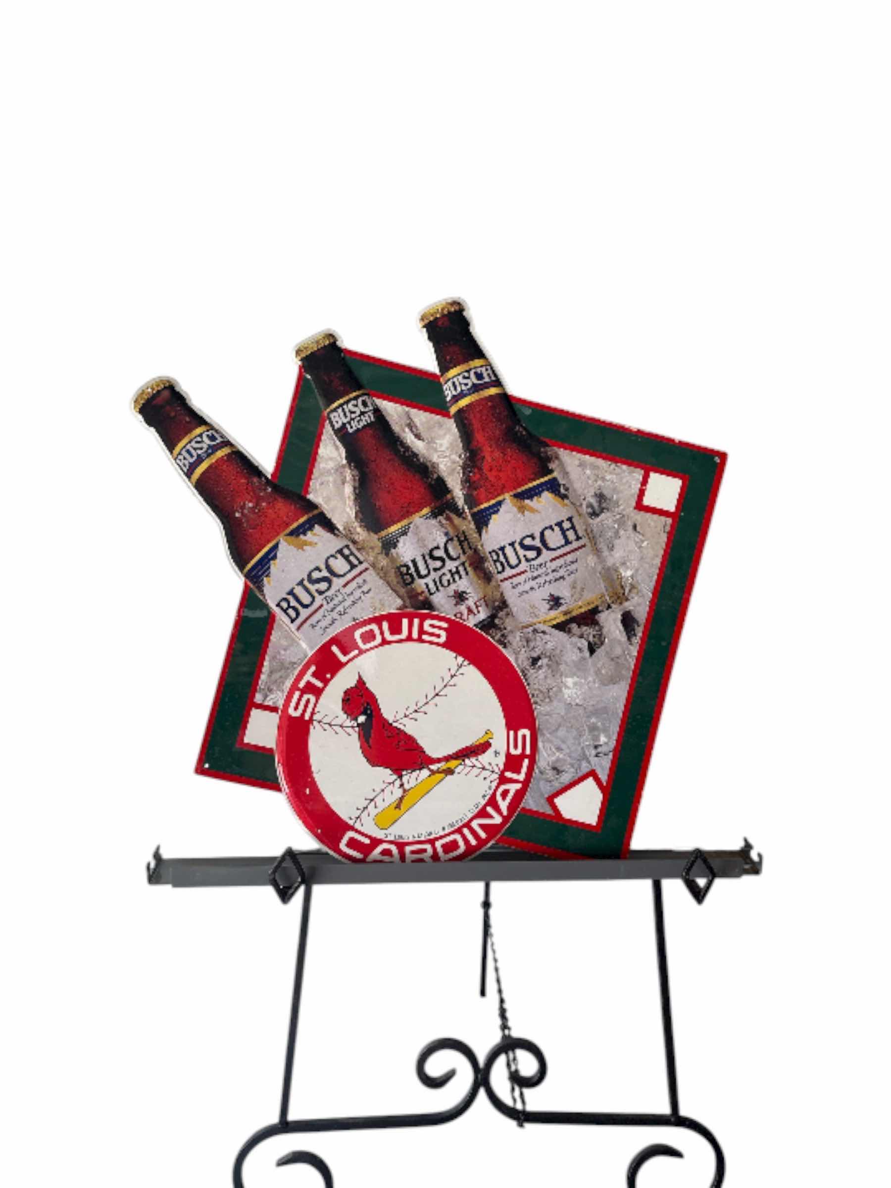 Photo 1 of METAL BUSCH ST.LOUIS CARDINALS METAL BEER SIGN