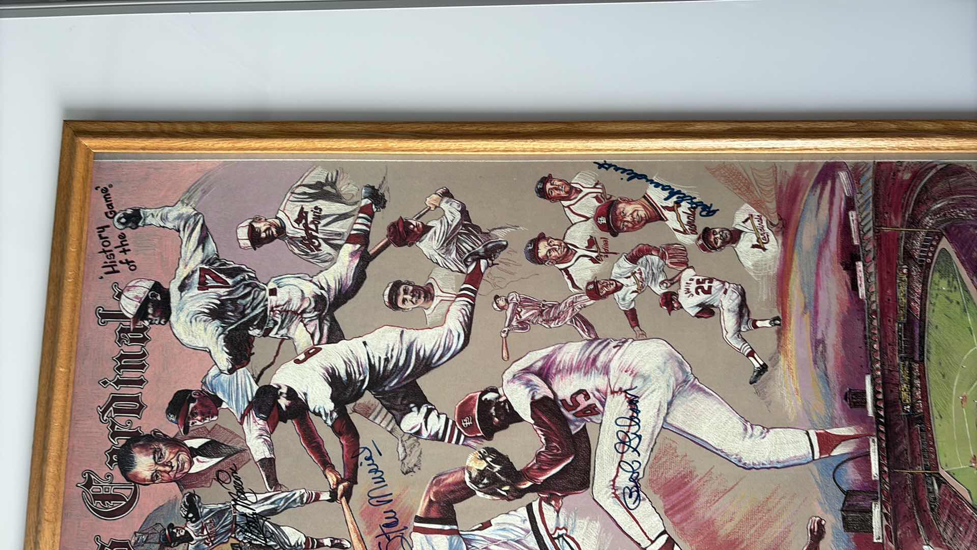 Photo 1 of TIMOTHY ADAMS ST.LOUIS CARDINALS “ HISTORY OF THE GAME “ SIGNED POSTER 26”X40” STAN MUSIAL SIGNED PHOTO