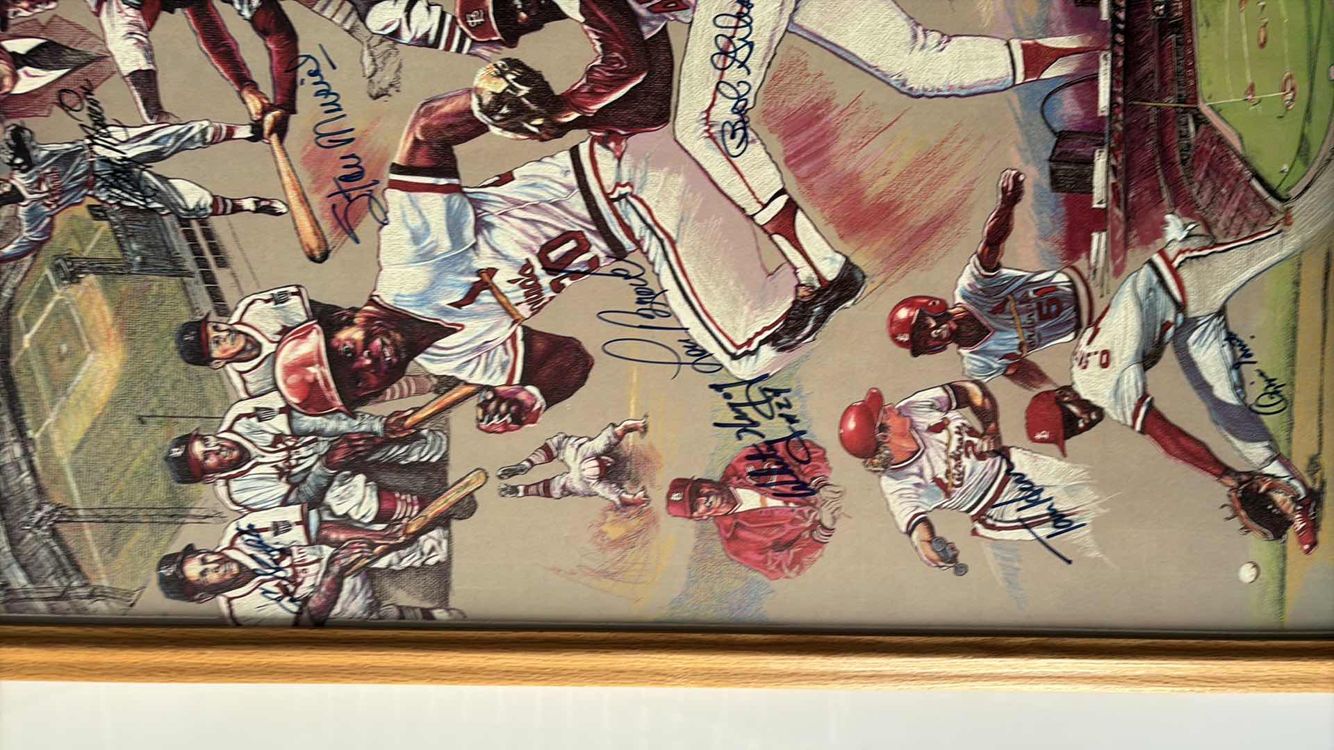 Photo 1 of TIMOTHY ADAMS ST.LOUIS CARDINALS “ HISTORY OF THE GAME “ SIGNED POSTER 26”X40” STAN MUSIAL SIGNED PHOTO