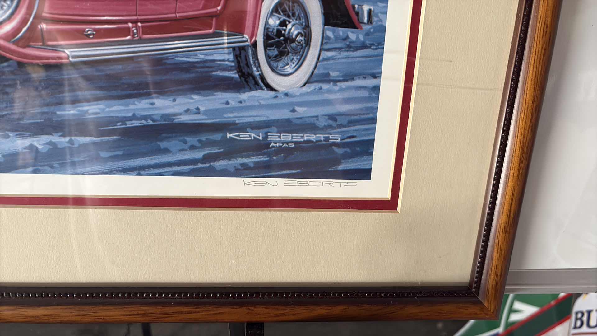 Photo 1 of KEN EBERTS 1988 SIGNED CHRISTMAS PACKARD AUTOMOBILE POSTER 39/850 23.5X28"H