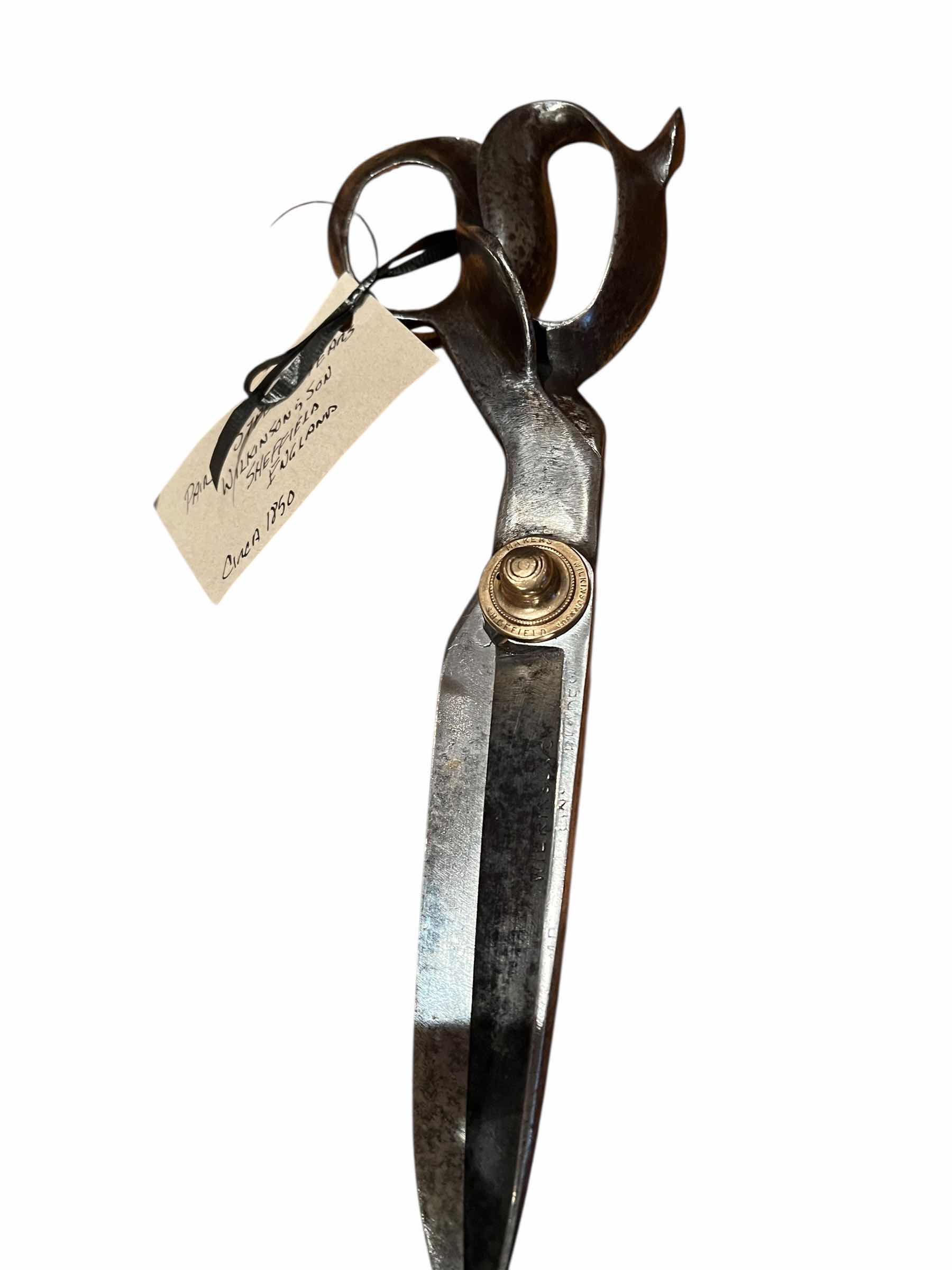 Photo 1 of 12” VINTAGE STEEL SHEARS MADE BY EQUITY. CIRCA 1850, ENGLAND.