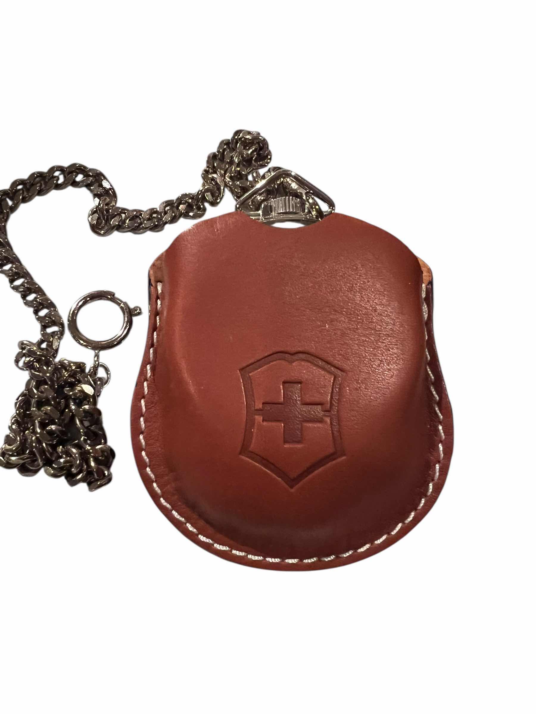 Photo 1 of BRAND NEW-VINTAGE SWISS ARMY VICTORINOX POCKET WATCH WITH CHAIN ANS LEATHER CASE. $220
