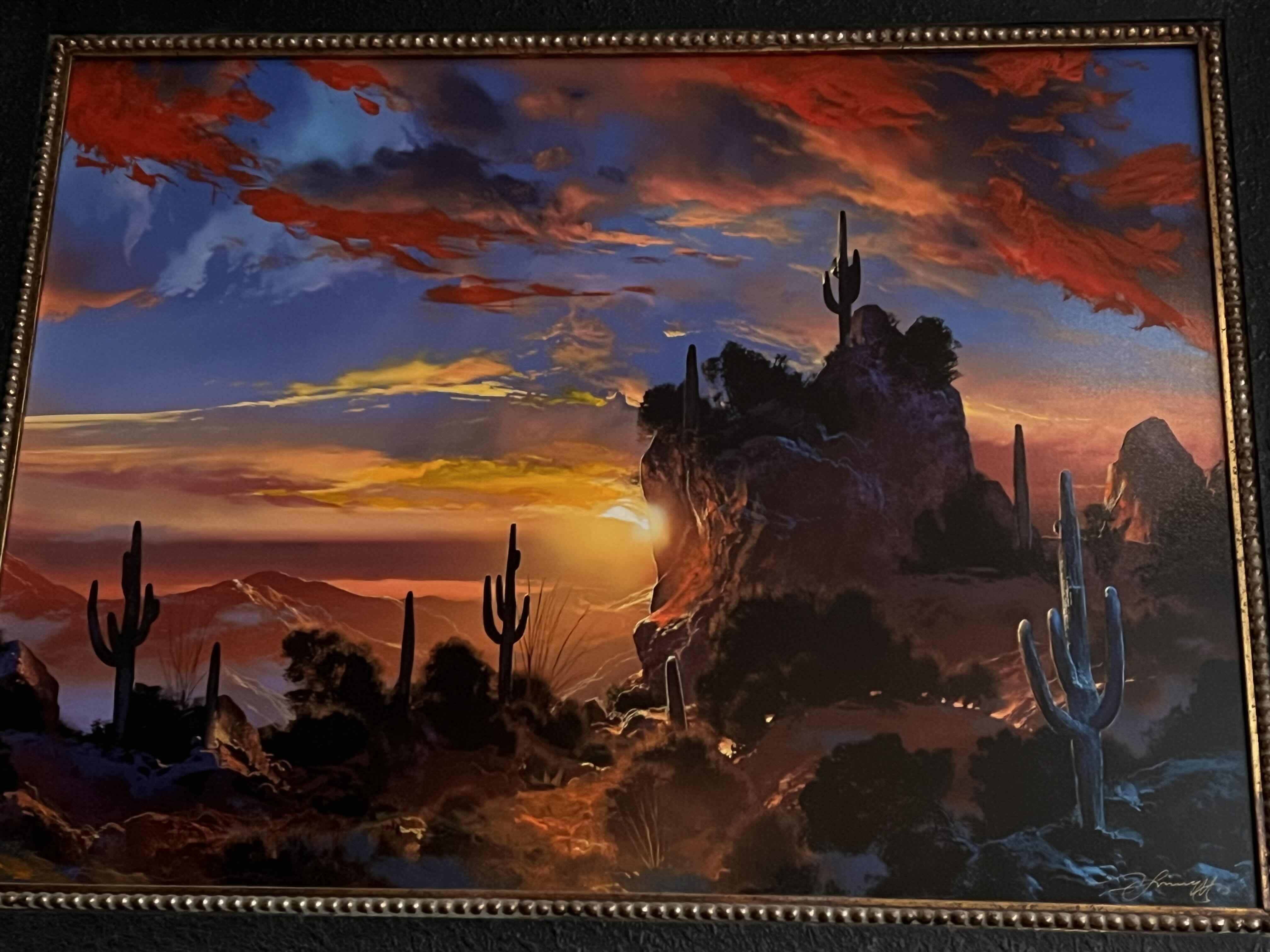 Photo 1 of ARTWORK-LARGE SIGNED, ARTIST PRINT OF “GUARDIANS OF TWILIGHT” BY DALE TERBUSH. FRAMED GLICEE ON CANVAS. LIMITED EDITION WITH CERTIFICATE OF AUTHENTICITY. 55” X 48”H.