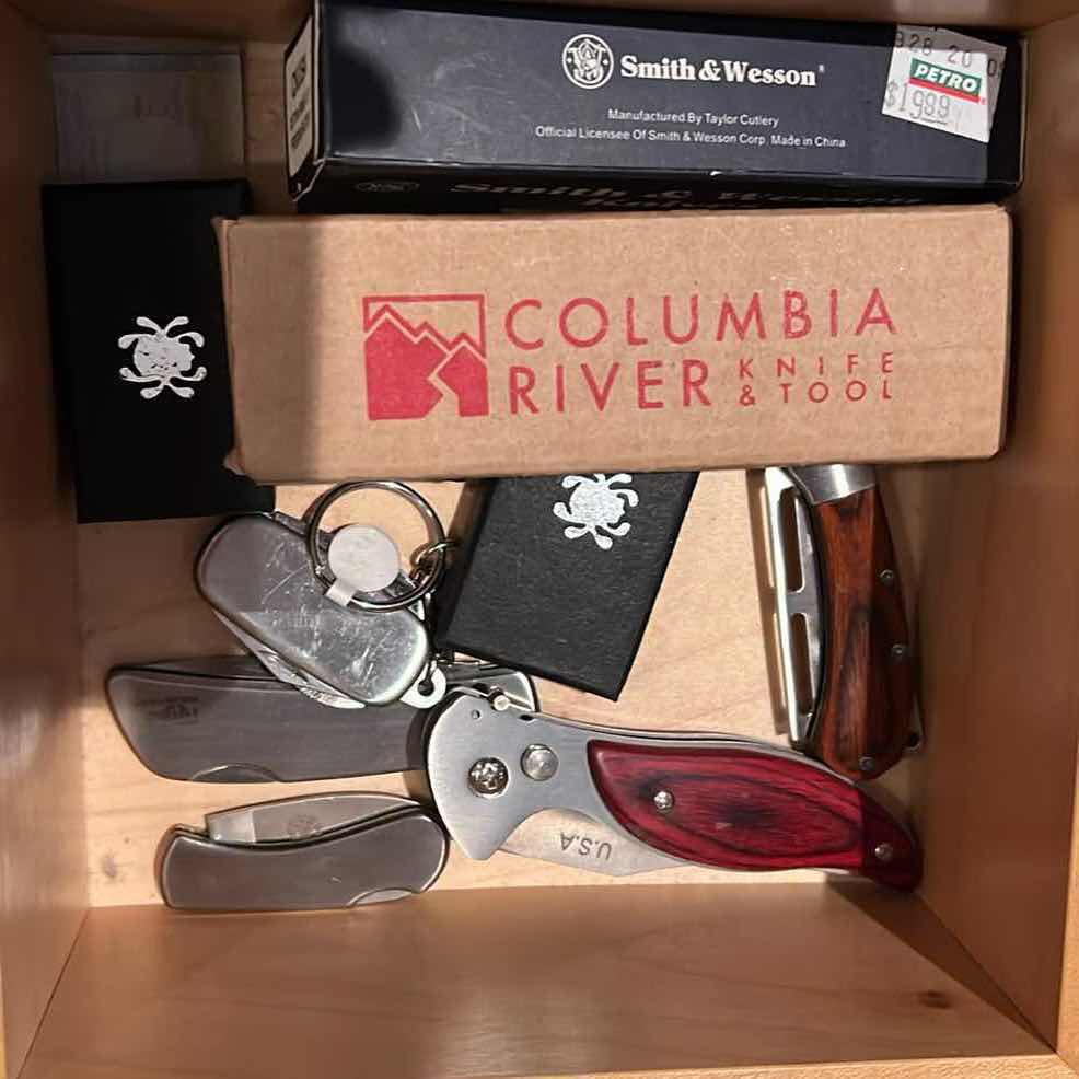 Photo 1 of ASSORTED POCKET KNIVES, SOME SWISS ARMY AND OTHER MANUFACTURERS