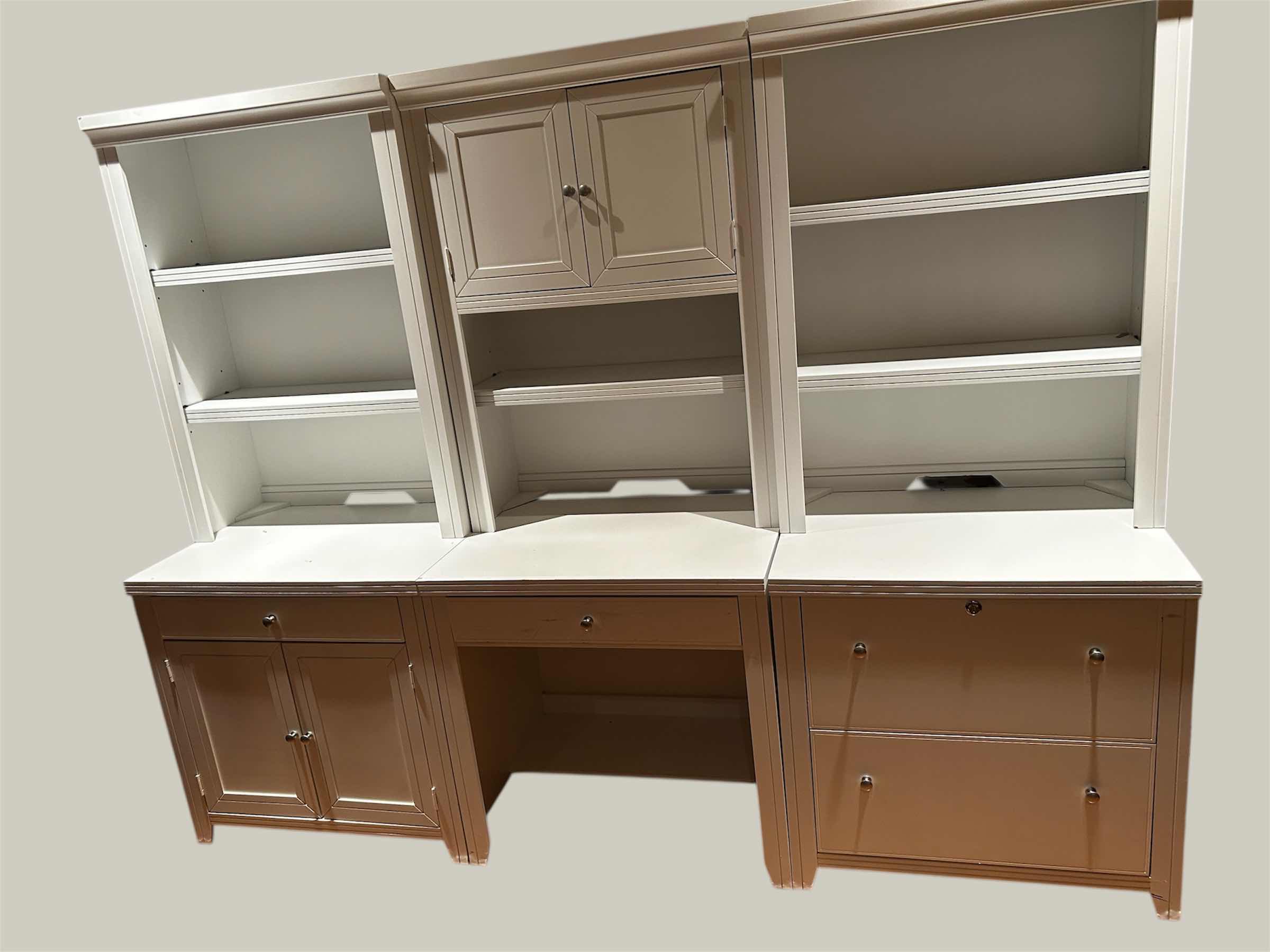 Photo 1 of 6 PC WHITE HOME OFFICE DESK & HUTCH SET 90" X 22" H 71"