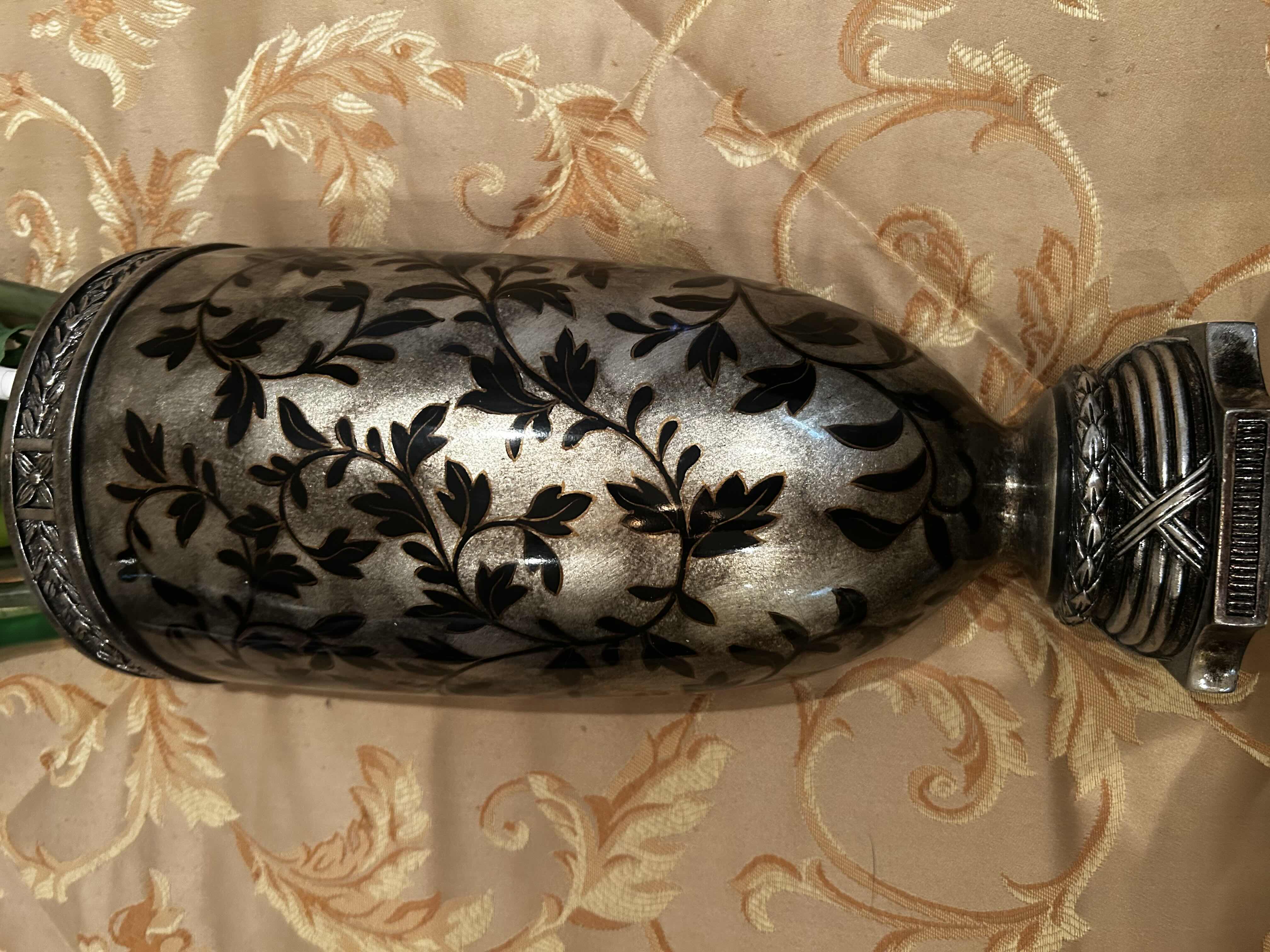 Photo 1 of CERAMIC WALL VASE W FAUX FLOWERS H36"