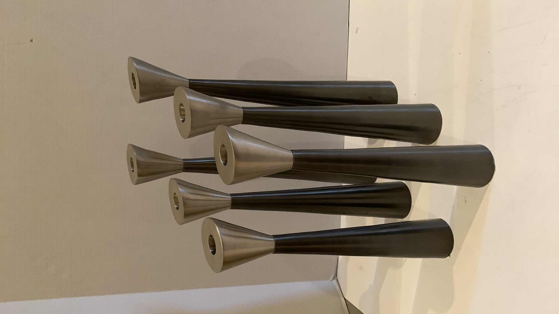 Photo 1 of 6-1980"S SWEDISH STYLE BRUSHED CANDLESTICKS H16”