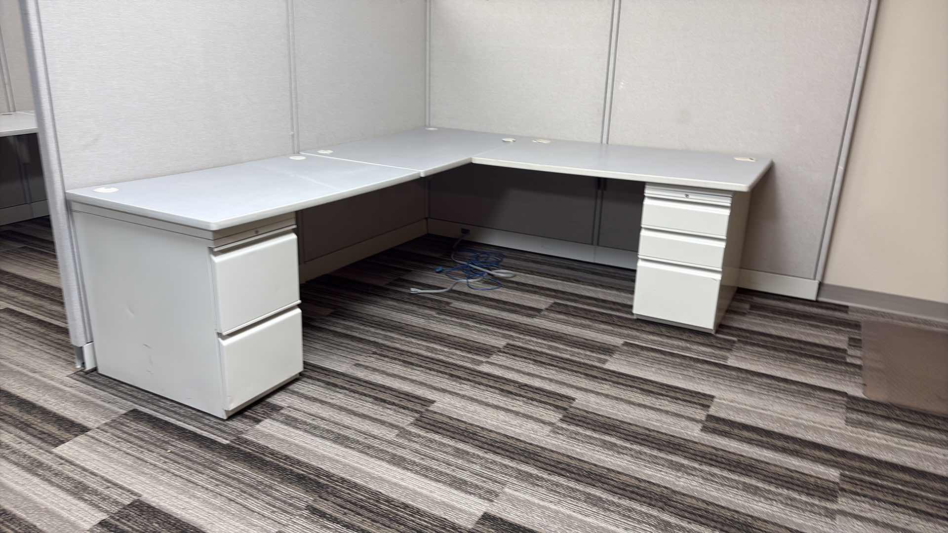 Photo 1 of CUBICLE WORKSTATION W DESK & FILE CABINETS 18" X 8' 