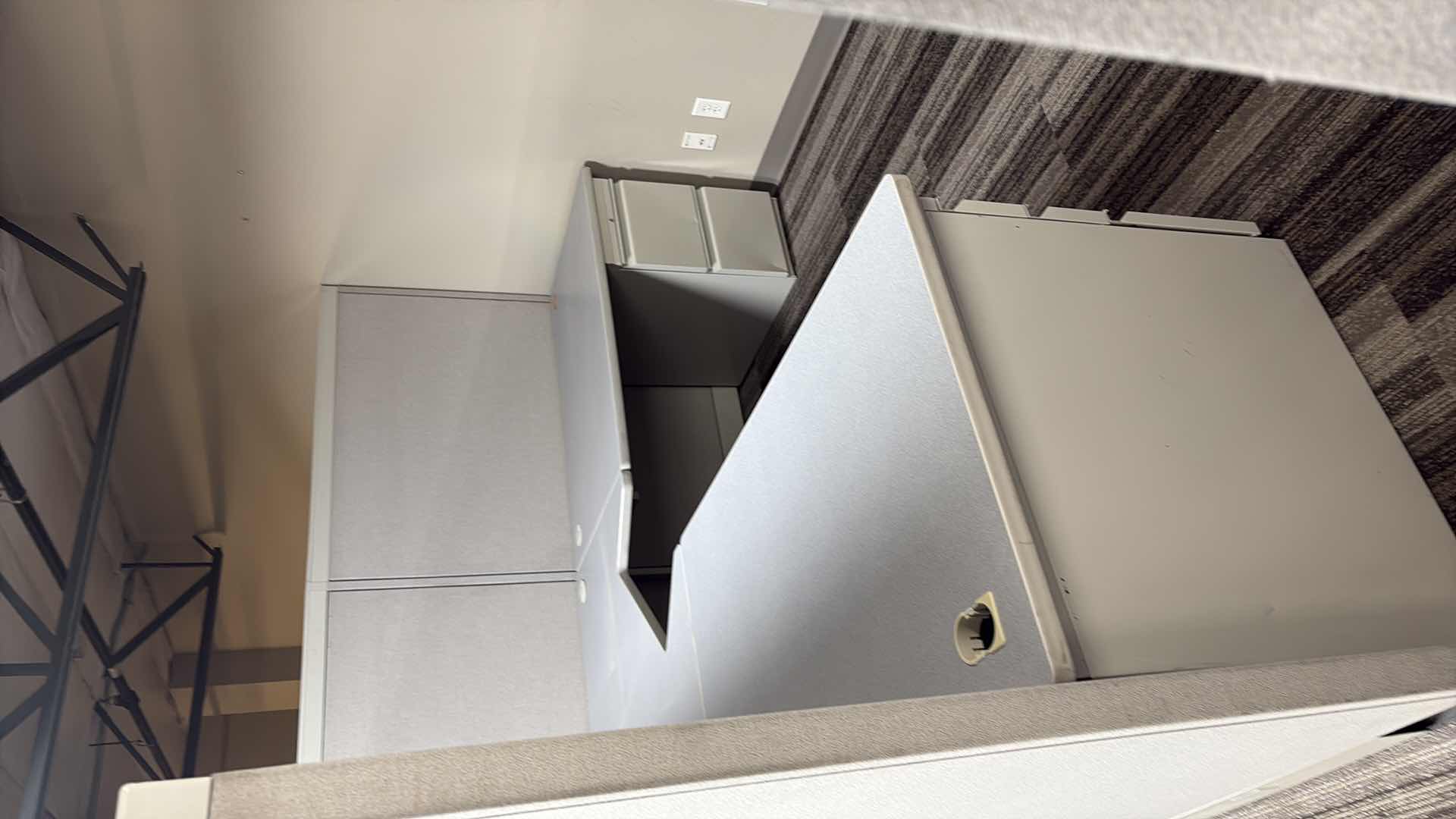 Photo 1 of 4 PANEL CUBICLE WORK STATION W DESK & FILE CABINET 8' X 8' H 64”