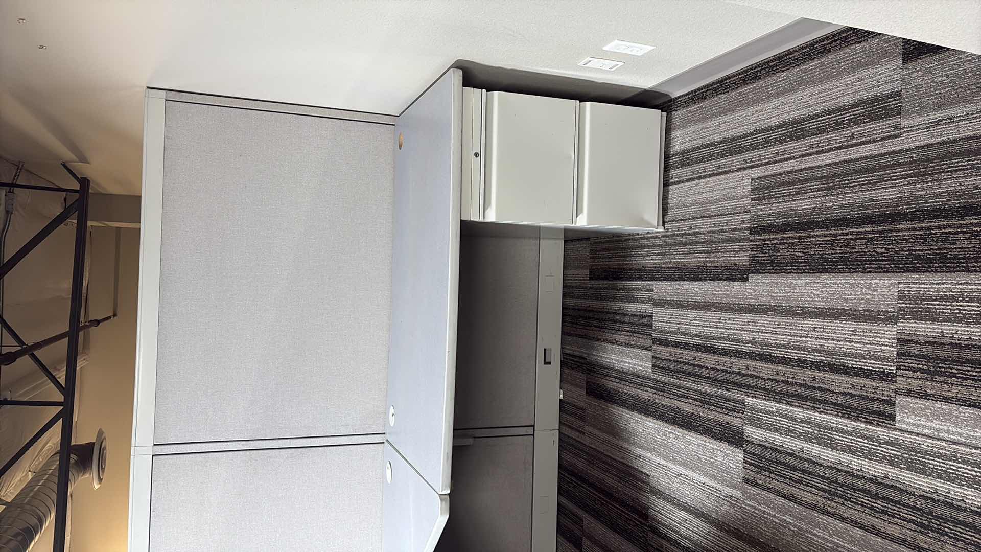 Photo 1 of 4 PANEL CUBICLE WORK STATION W DESK & FILE CABINET 8' X 8' H 64”