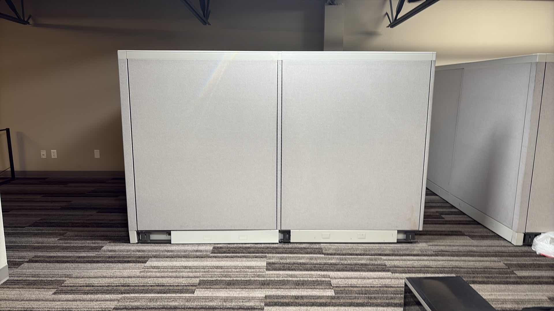 Photo 1 of 4 PANEL CUBICLE WORK STATION W DESK & FILE CABINET 8' X 8' H 64”