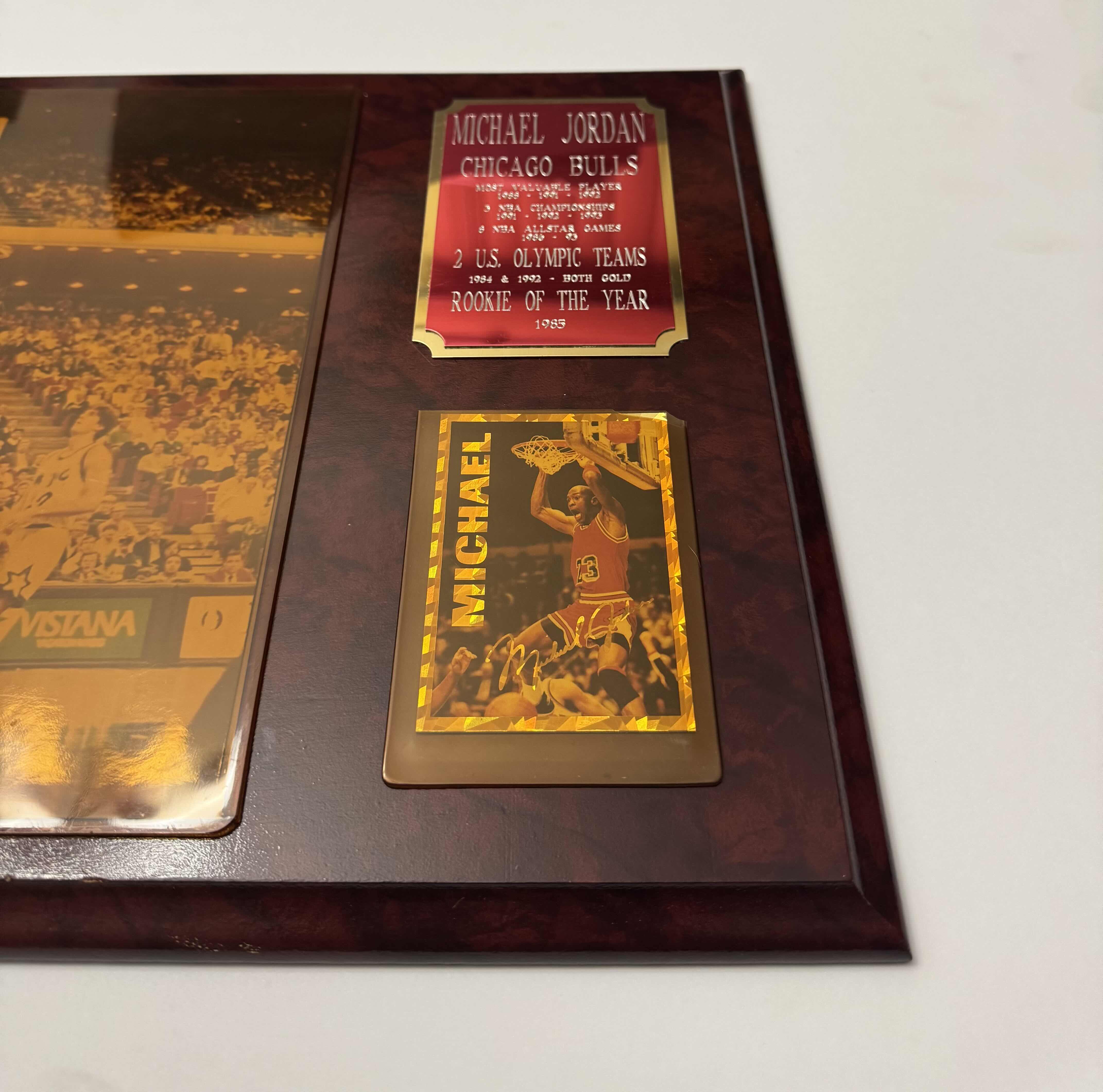 Photo 1 of MICHAEL JORDAN CHICAGO BULLS WOOD WALL PLAQUE 15”x12”