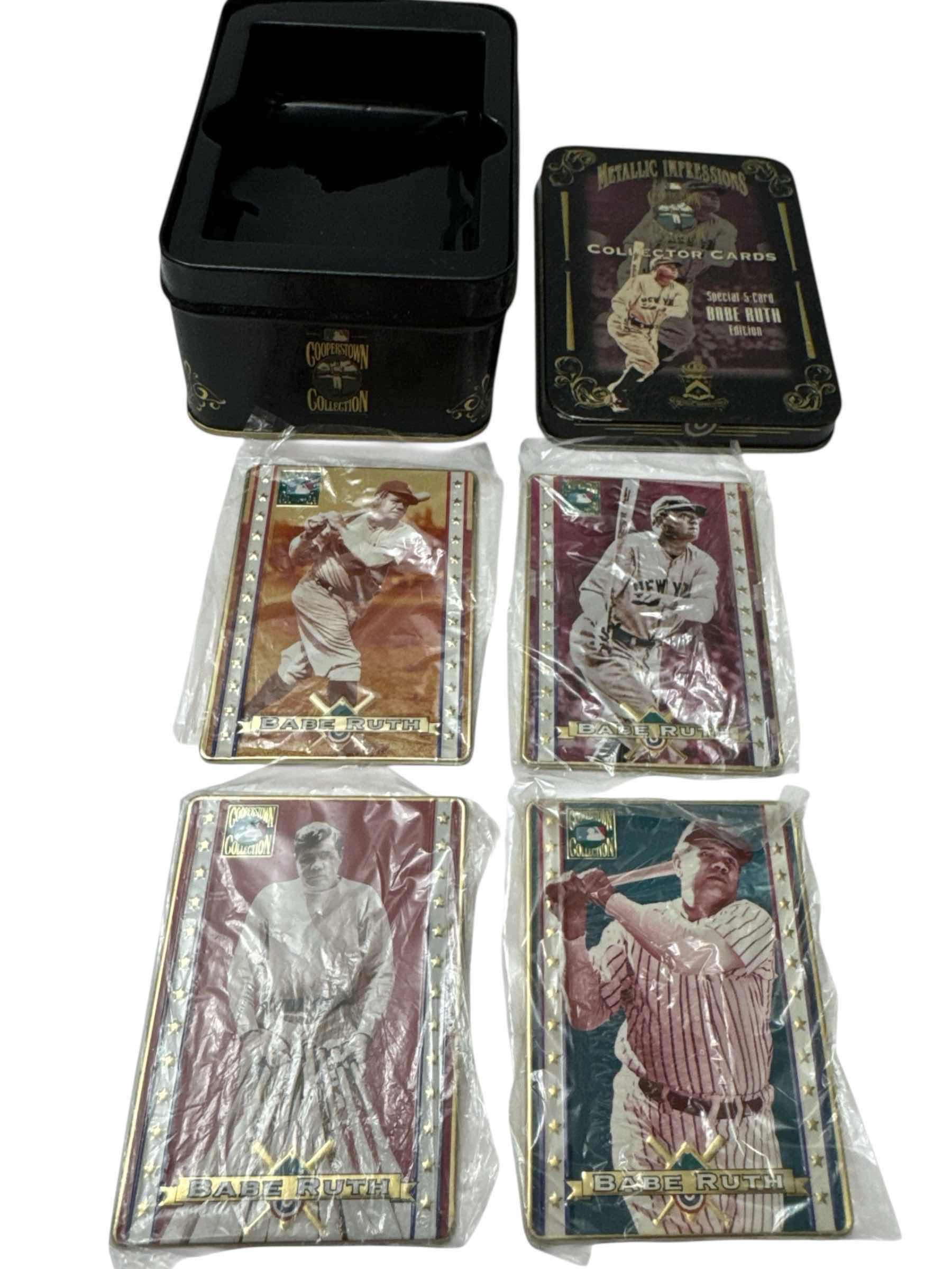 Photo 1 of METALLIC IMPRESSIONS SPECIAL 5 CARD "BABE RUTH" EDITION BASEBALL CARDS (4 CARDS ONLY)
