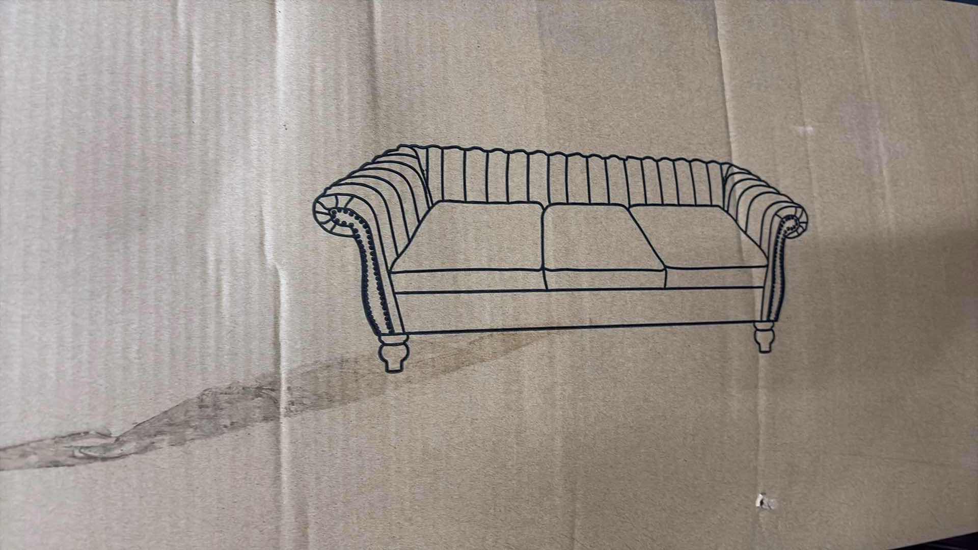 Photo 1 of ZYIERE TUFTED CHESTERFIELD 3 SEATER NAILHEAD BLUE SOFA