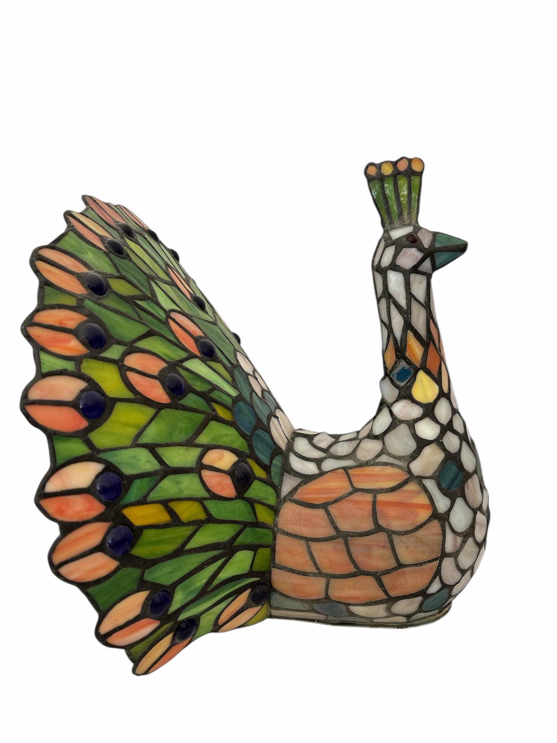 Photo 1 of TIFFANY STYLE PEACOCK RESIN LAMP H11.5”