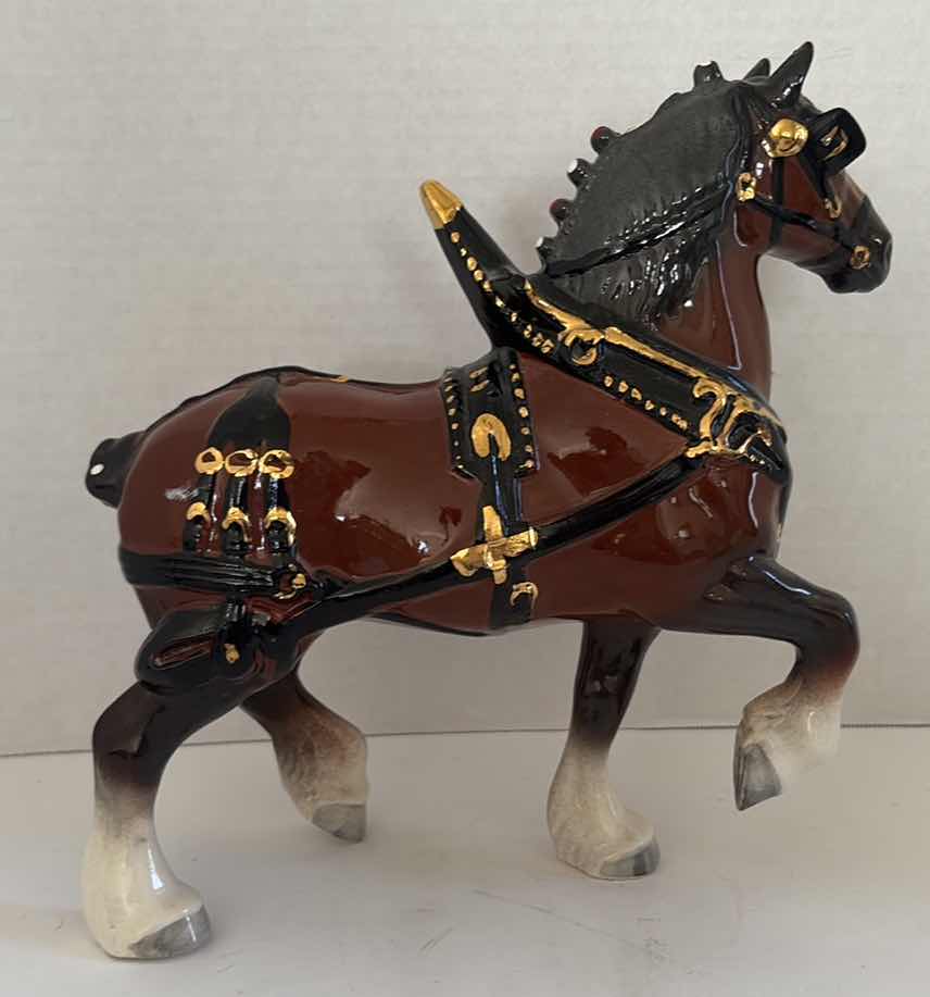 Photo 1 of BUDWEISER INSPIRED CLYDESDALE PORCELAIN FIGURINE H9”