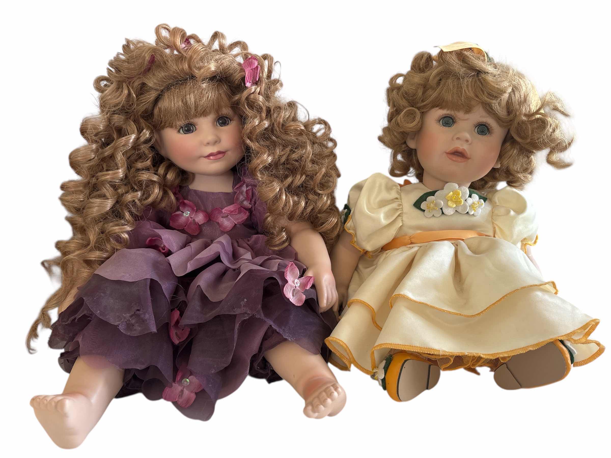 Photo 1 of (2)PCS MARIE OSMOND HARMONY AND YELLOW ROSE OF TEXAS PORCELAIN DOLL H13”