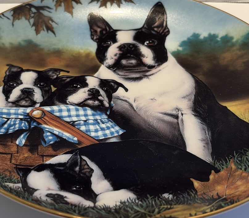 Photo 1 of (4)PCS 8” DAN HATALA BOSTON TERRIER SOUVENIR PLATES